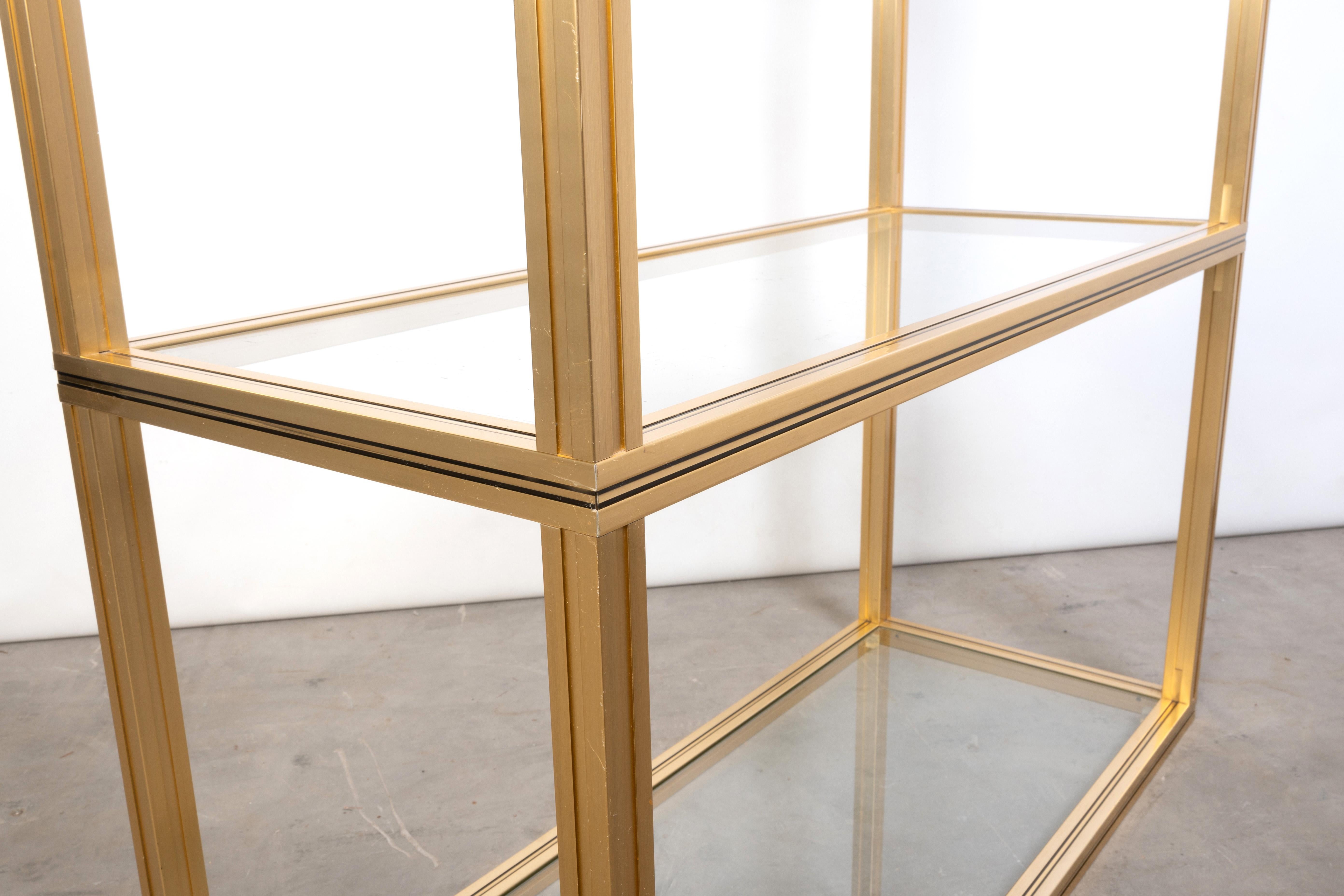 French 1970s Glass & Gold Lacquer Tall Etagere, Pierre Vandel, Paris For Sale 10