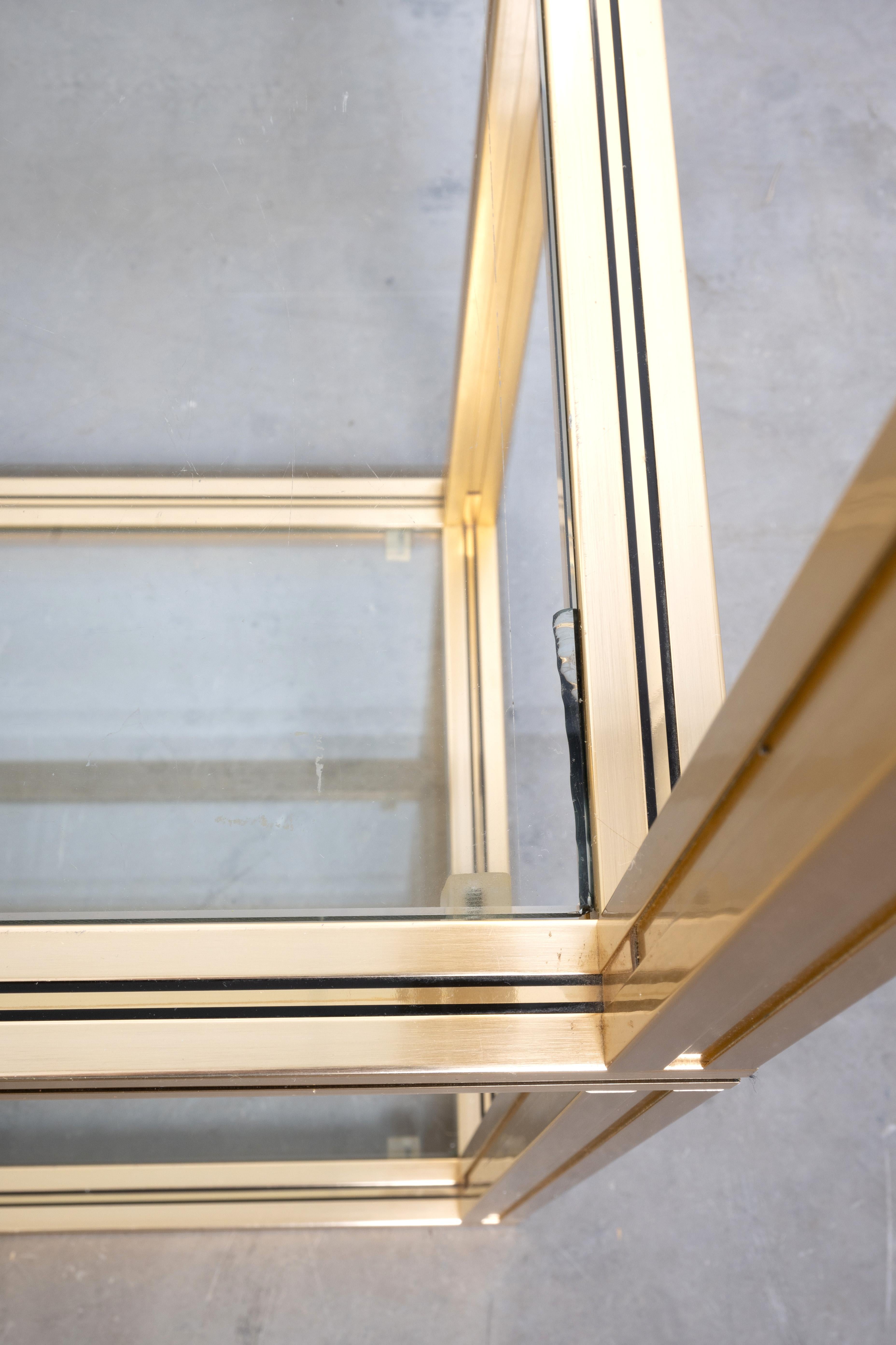 French 1970s Glass & Gold Lacquer Tall Etagere, Pierre Vandel, Paris For Sale 12