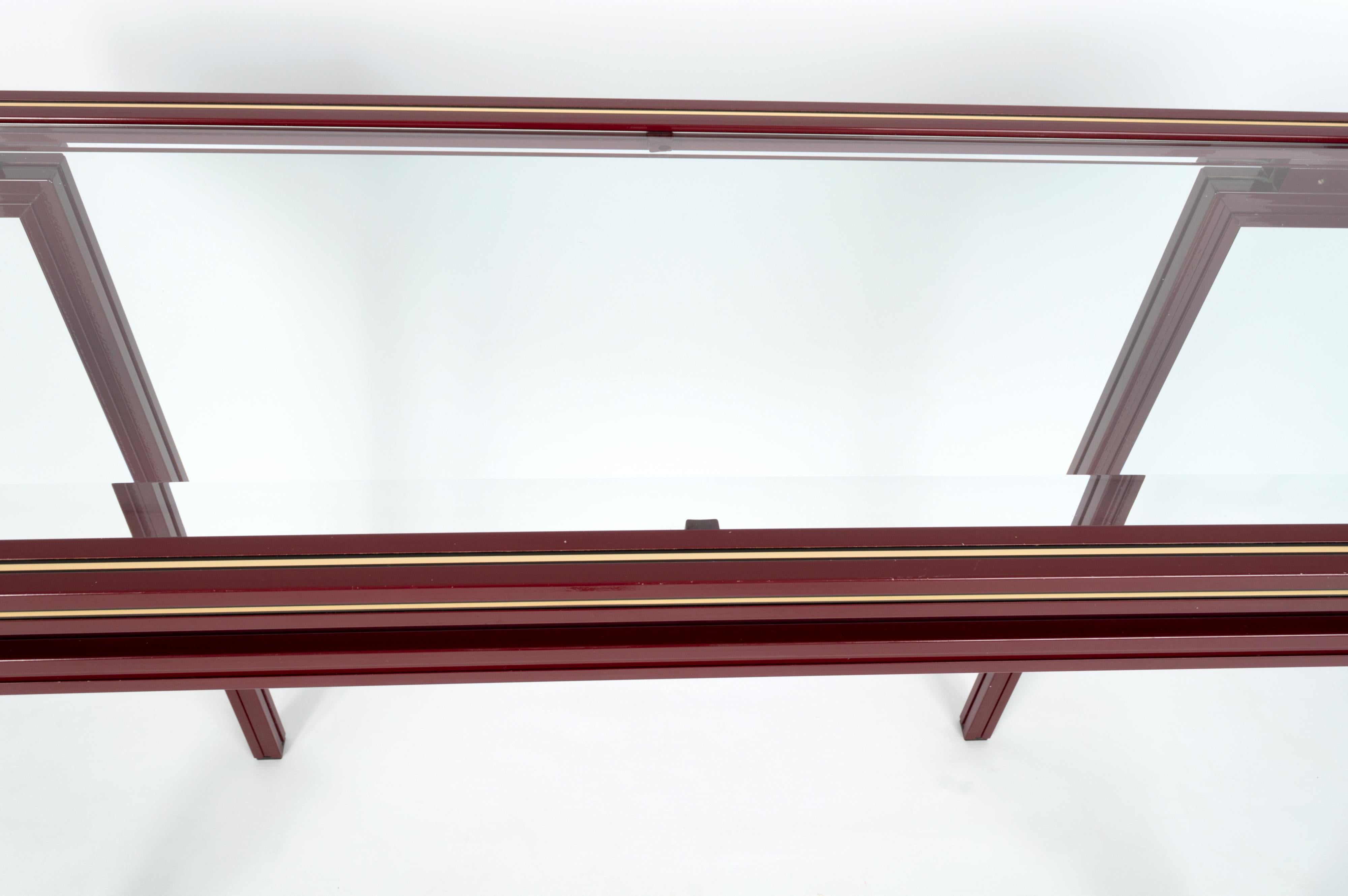 French 1970s Glass & Lacquer Console Table & Wall Mirror by Pierre Vandel, Paris For Sale 5
