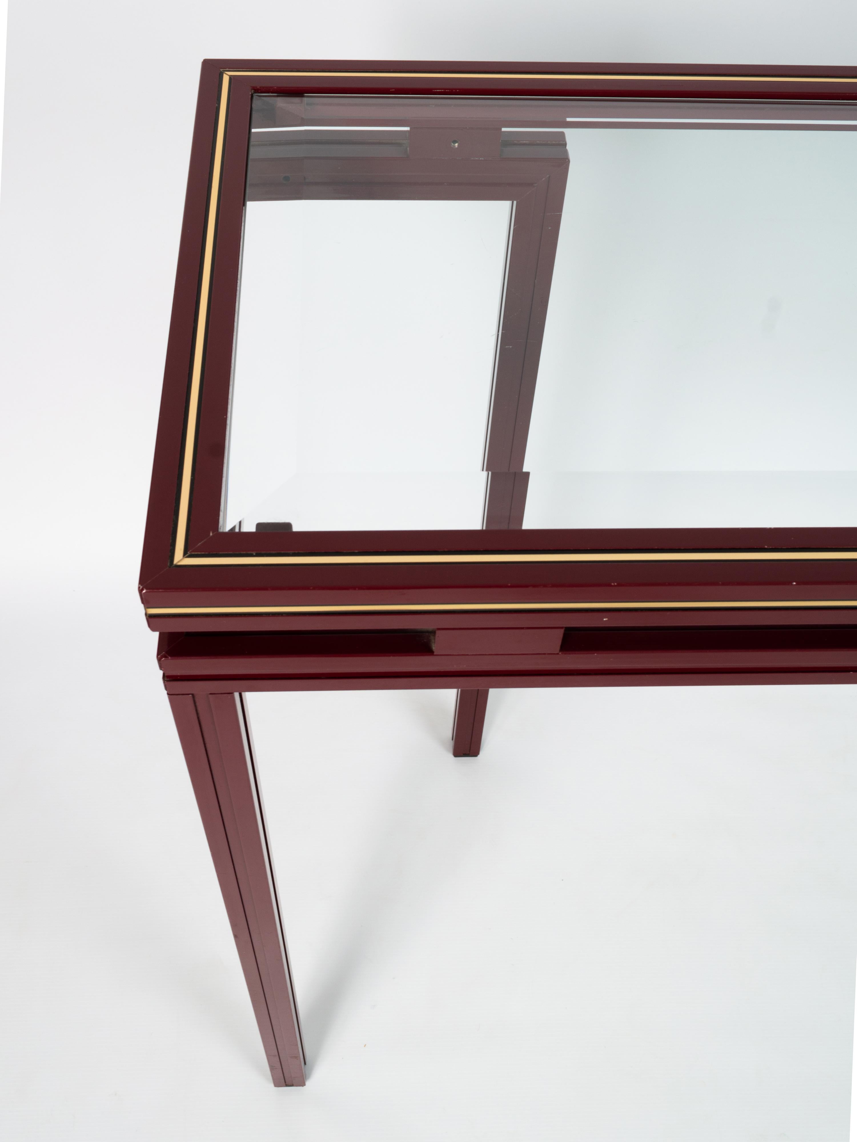 French 1970s Glass & Lacquer Console Table & Wall Mirror by Pierre Vandel, Paris For Sale 8