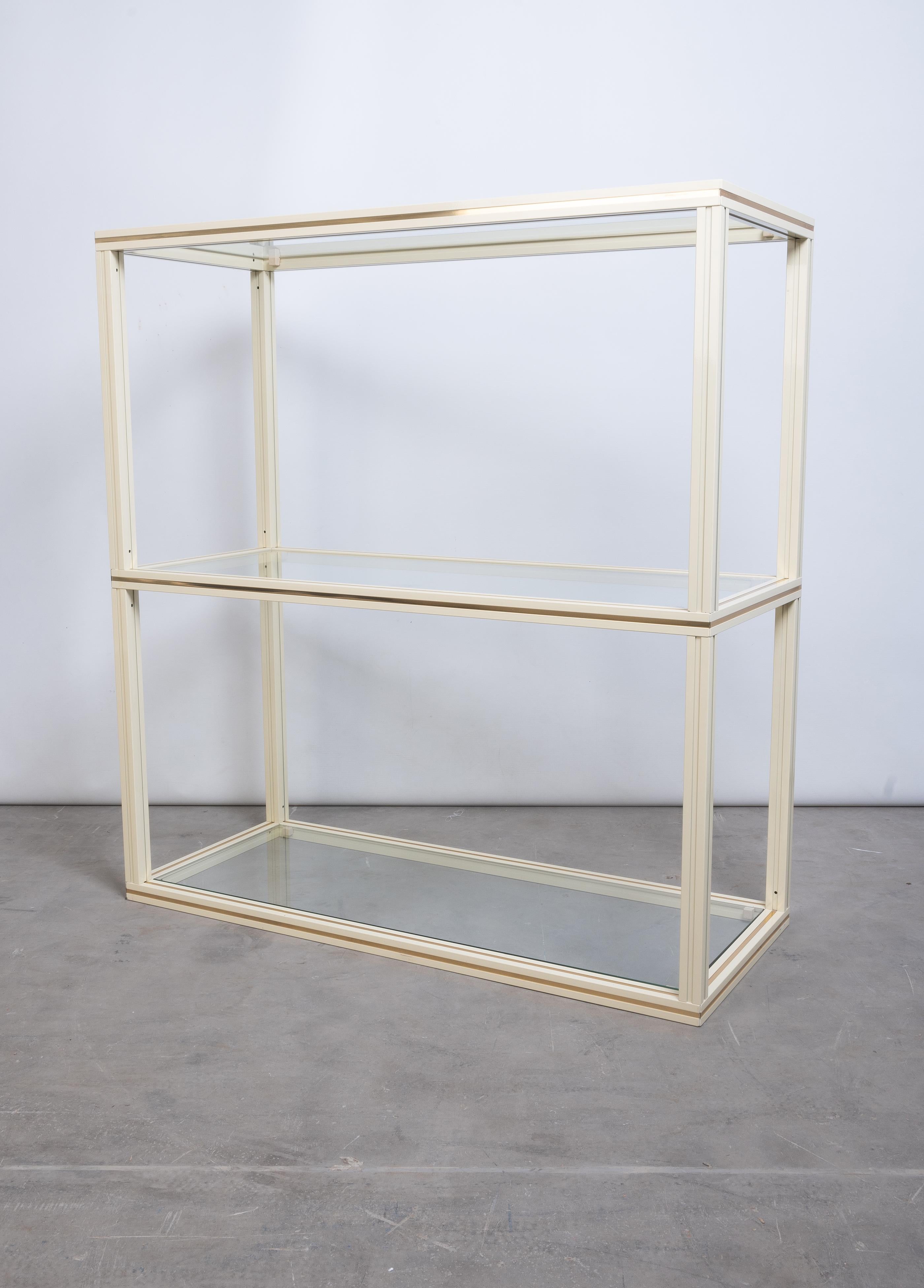 French 1970s Glass & Lacquer Etagere by Pierre Vandel, Paris

In very good condition commensurate of age.
A small flea bite to the glass shelf under the bracket (mentioned for accuracy, but not noticeable in-situ).


