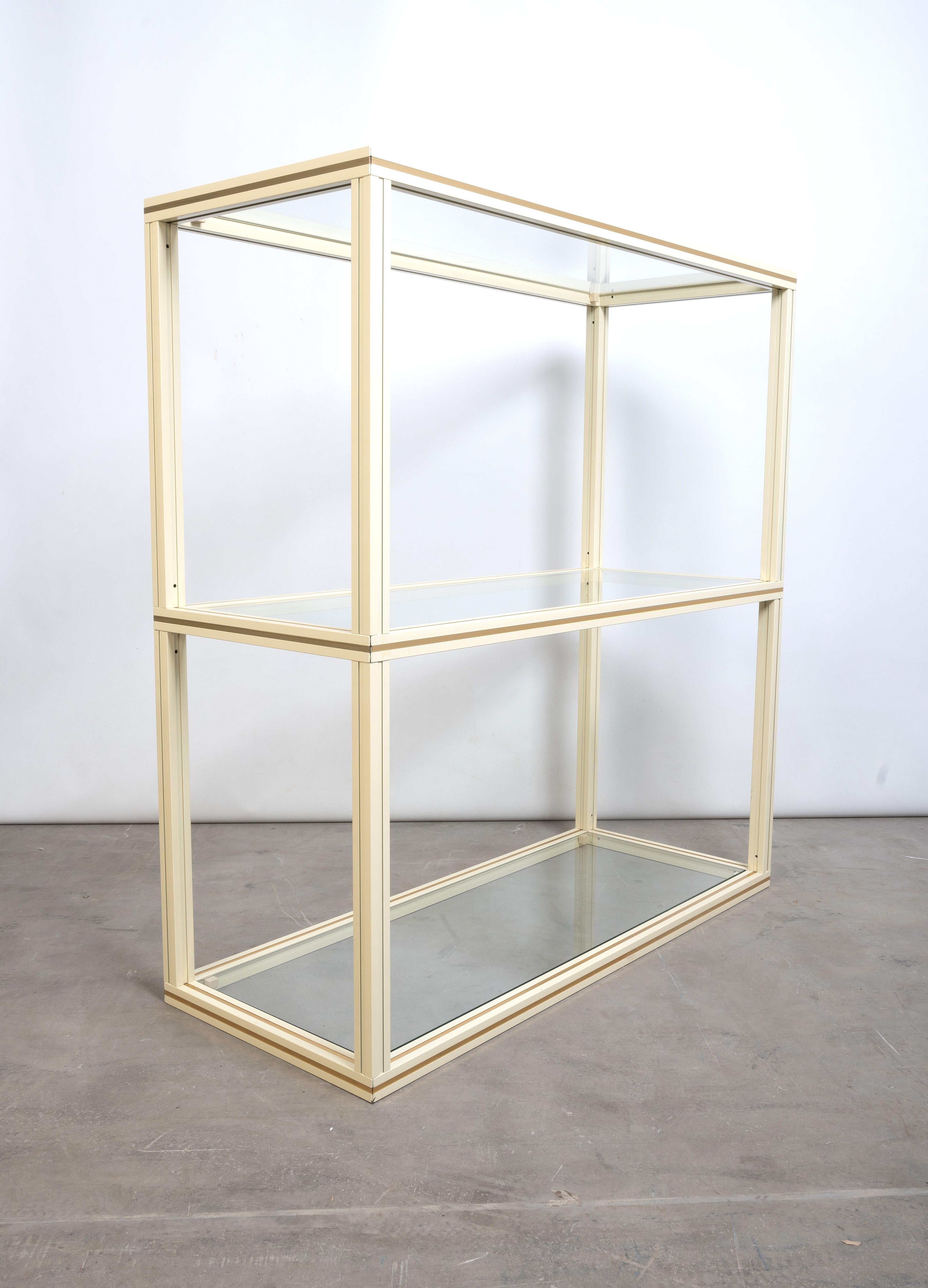 Lacquered French 1970s Glass & Lacquer Etagere Console Table by Pierre Vandel, Paris For Sale