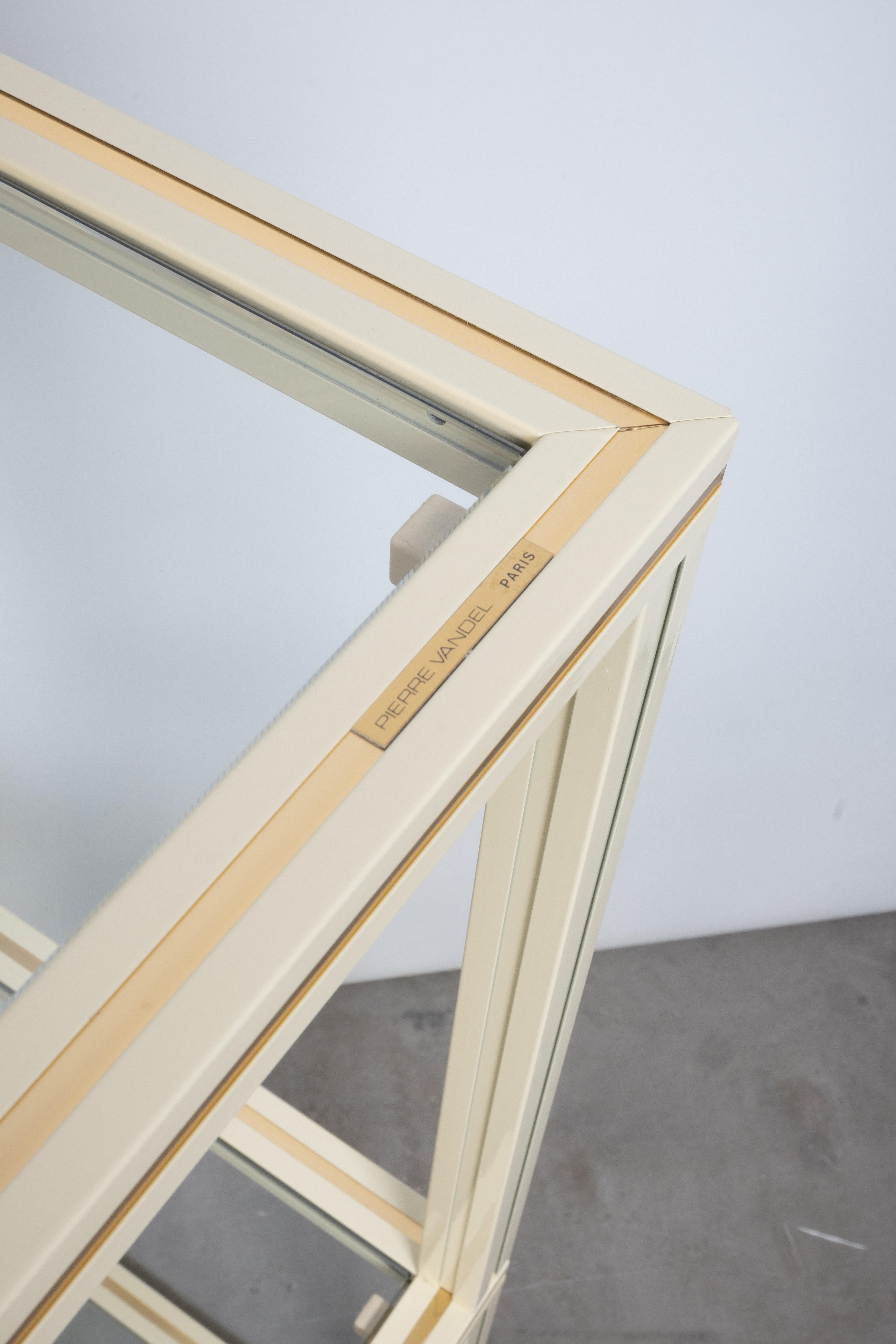 French 1970s Glass & Lacquer Etagere Console Table by Pierre Vandel, Paris In Good Condition For Sale In London, GB