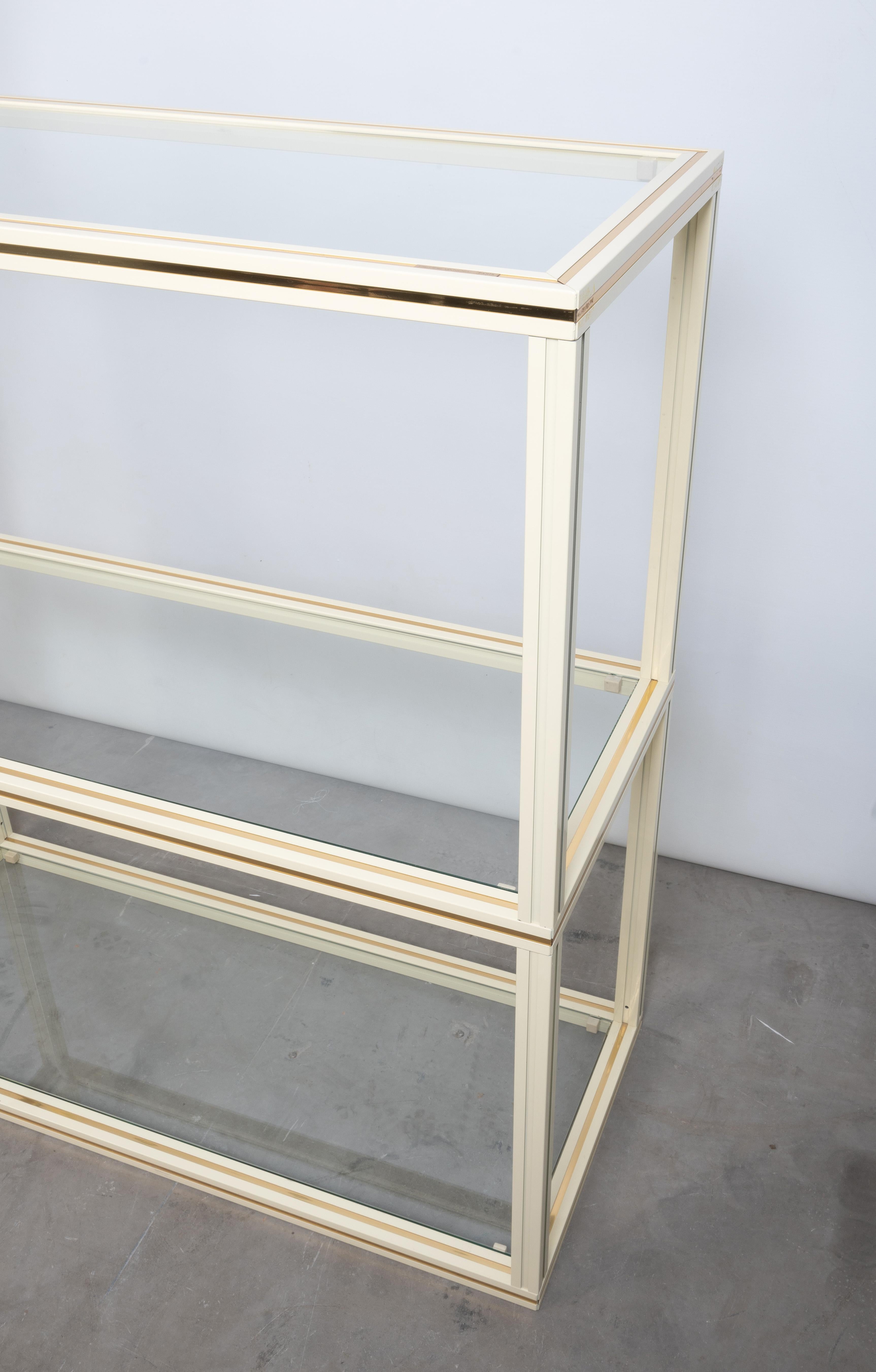 20th Century French 1970s Glass & Lacquer Etagere Console Table by Pierre Vandel, Paris For Sale