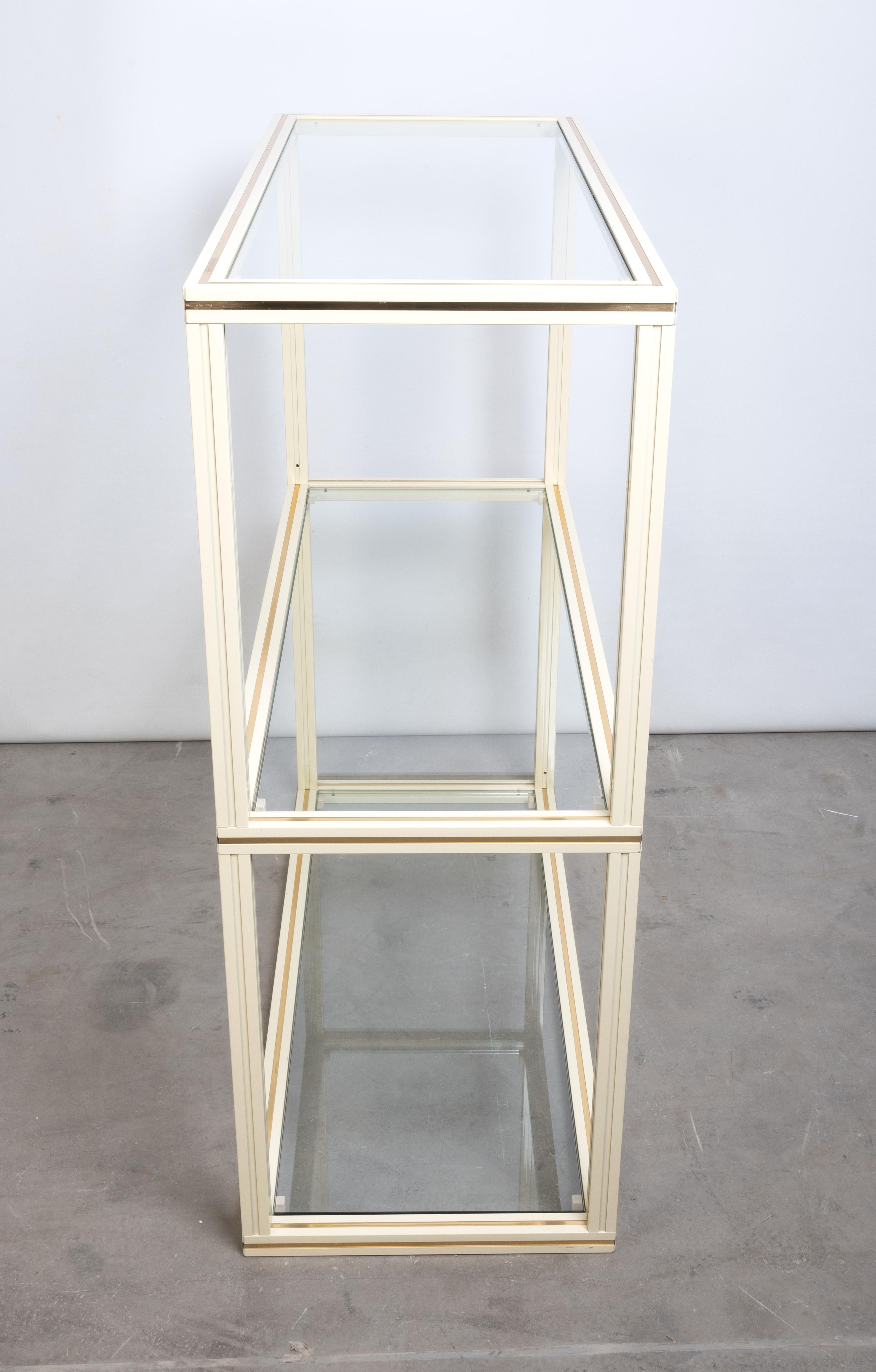 Aluminum French 1970s Glass & Lacquer Etagere Console Table by Pierre Vandel, Paris For Sale