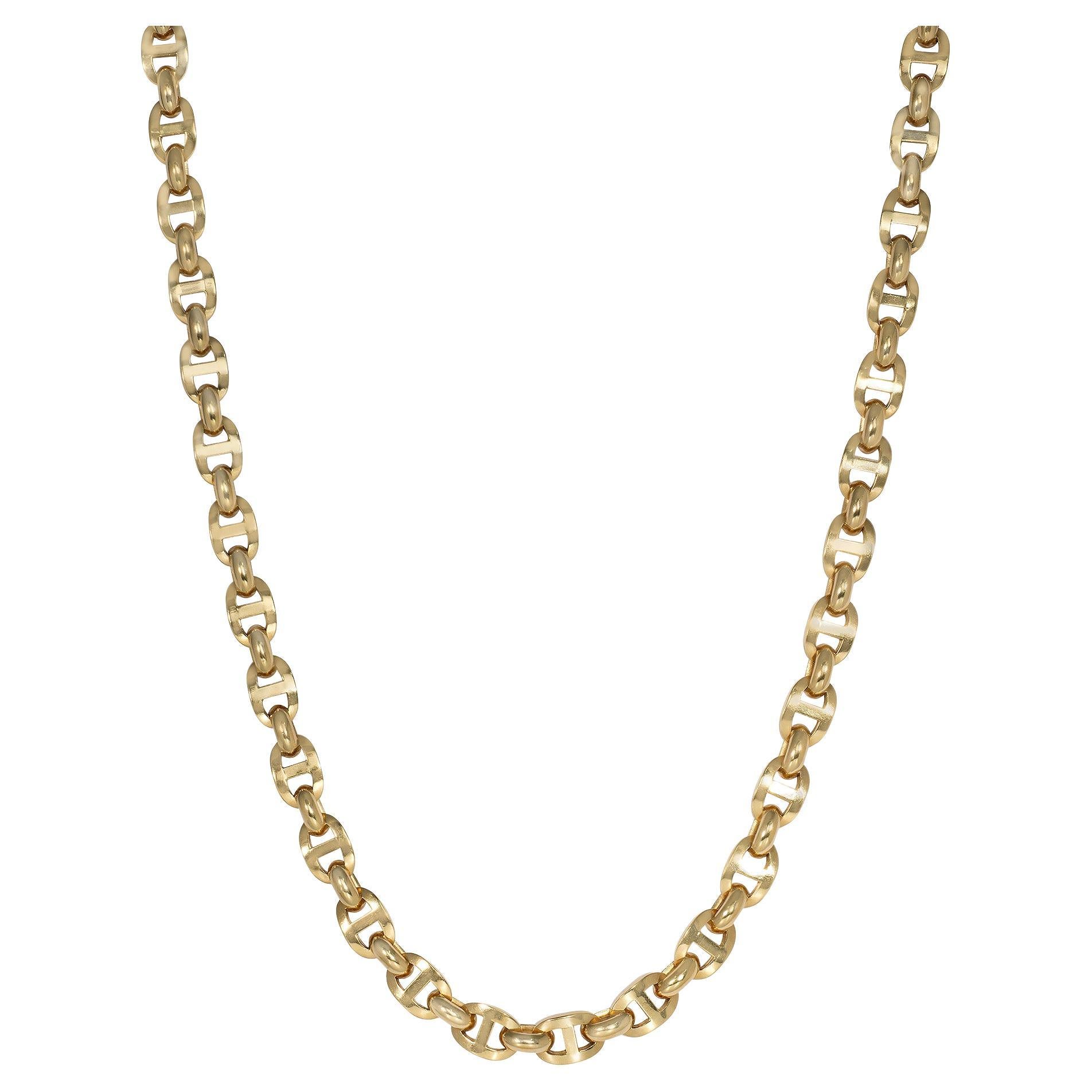 HERMES Silver Anchor Link Necklace at 1stDibs