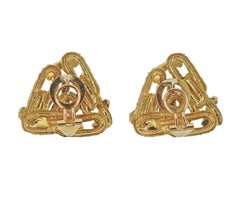 French Made 1970s Gold Geometric Earrings