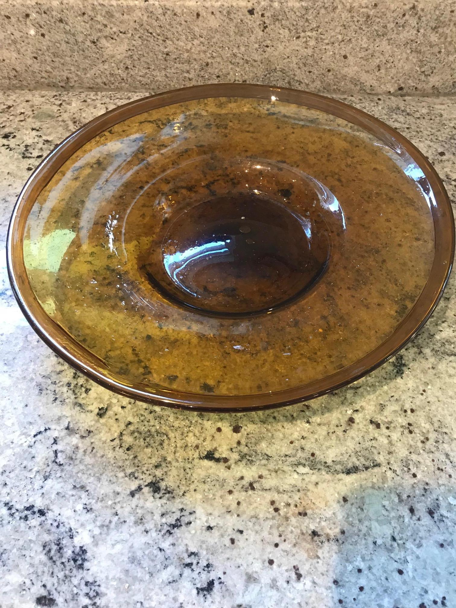 French 1970s Handblown Glass Dish 2