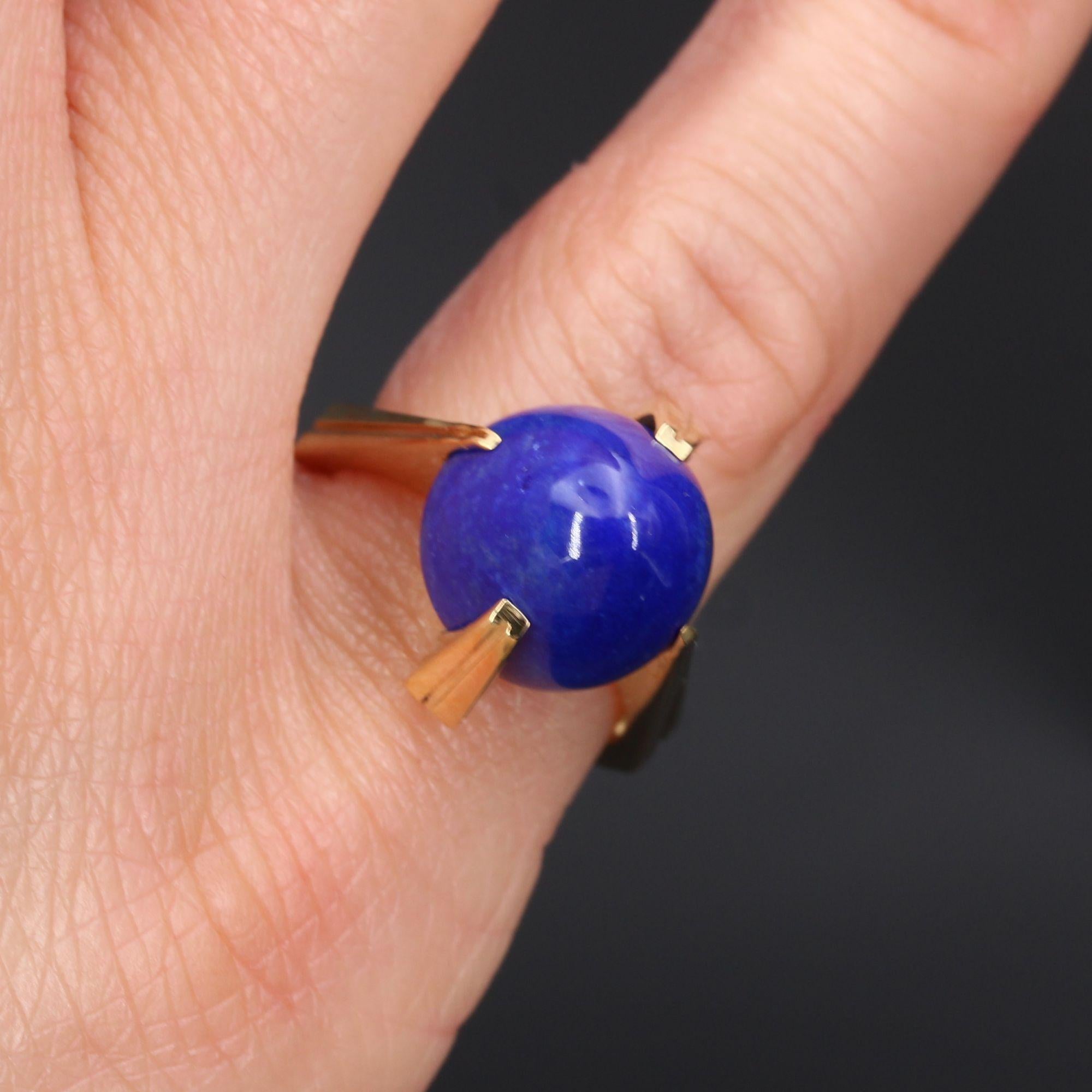 French 1970s Lapis Lazuli 18 Karat Yellow Gold Ring For Sale 1