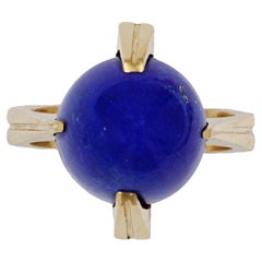 Bague française des années 1970 en or jaune 18 carats et lapis-lazuli