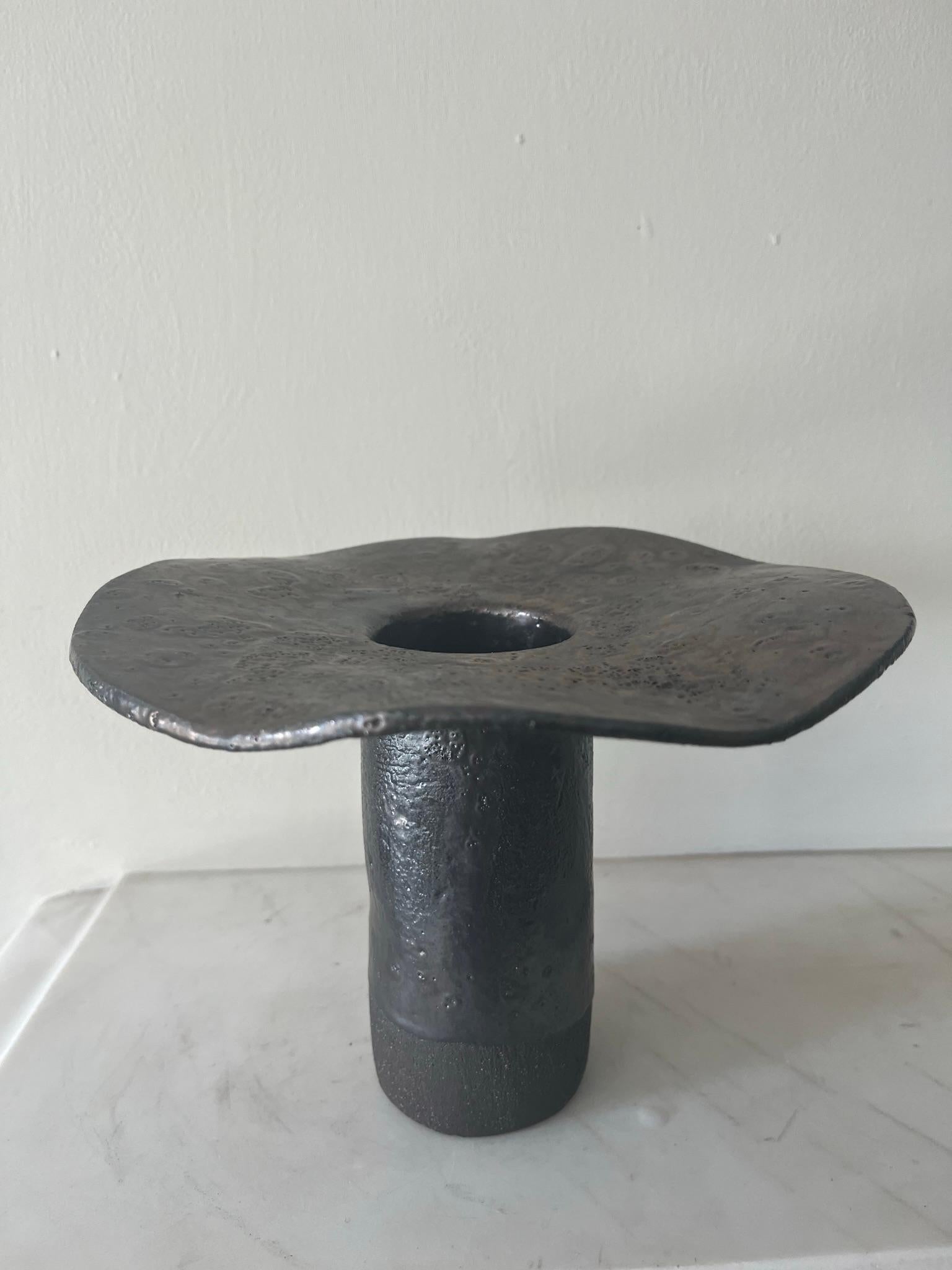 Mid-Century Modern French 1970’s large glazed ceramic candlestick For Sale