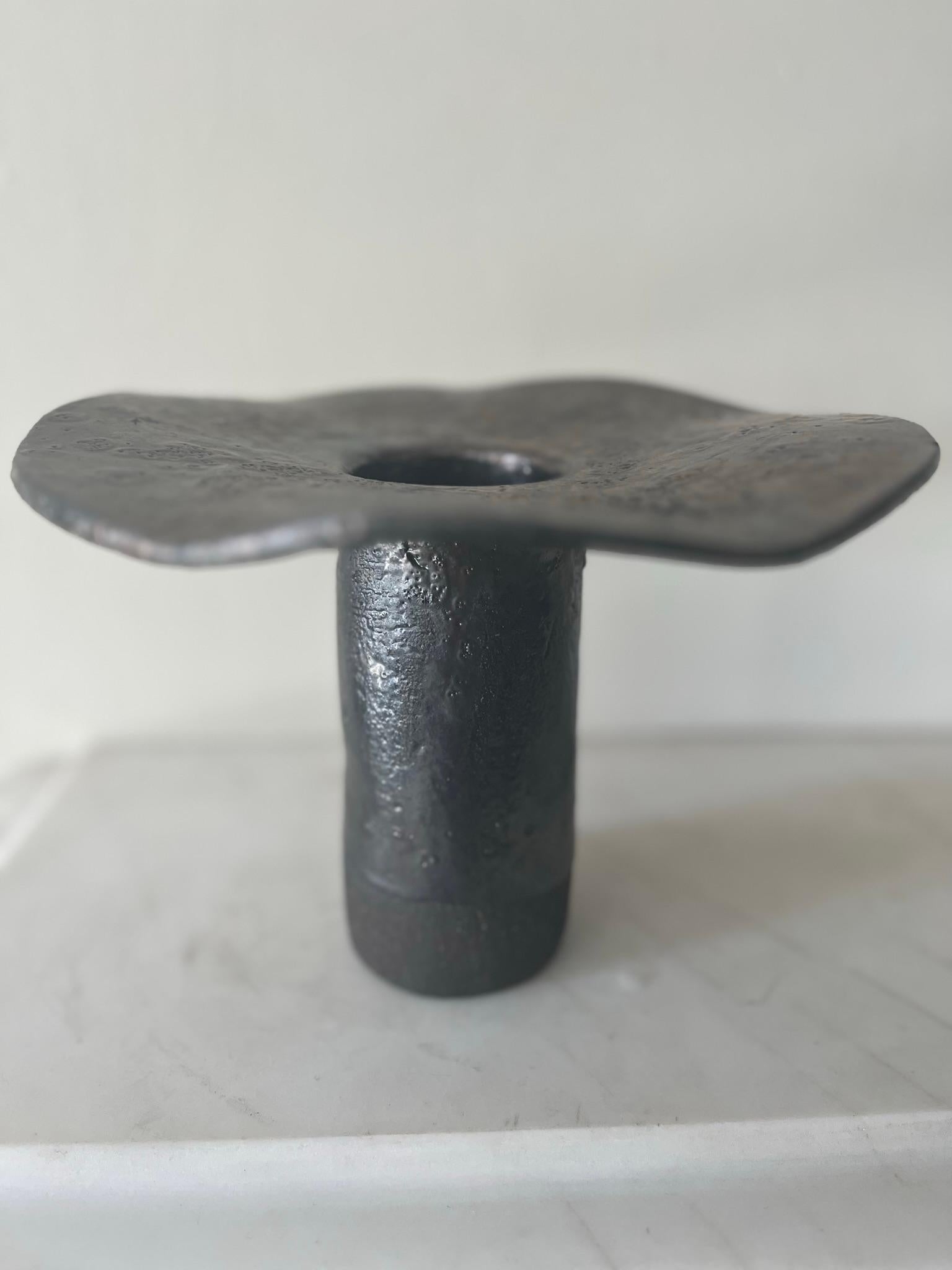 20th Century French 1970’s large glazed ceramic candlestick For Sale
