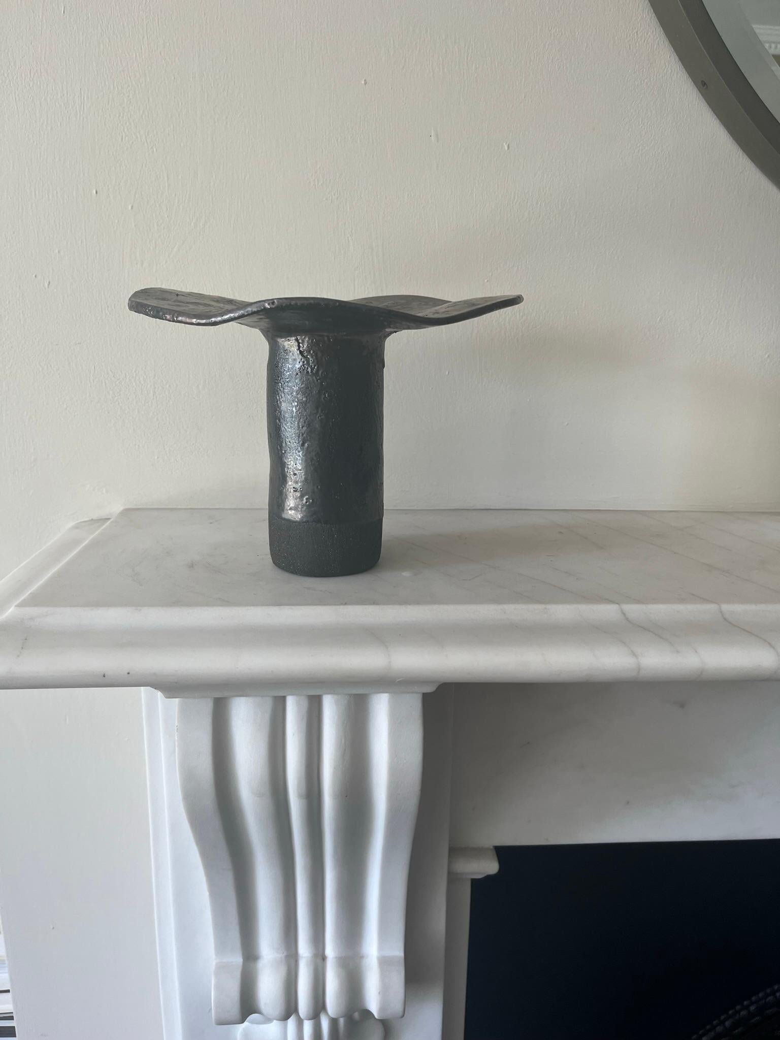 French 1970’s large glazed ceramic candlestick For Sale 1