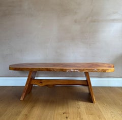 French 1970’s large pine naturalistic coffee table