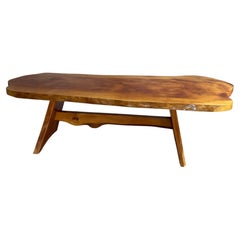 French 1970’s large pine naturalistic coffee table