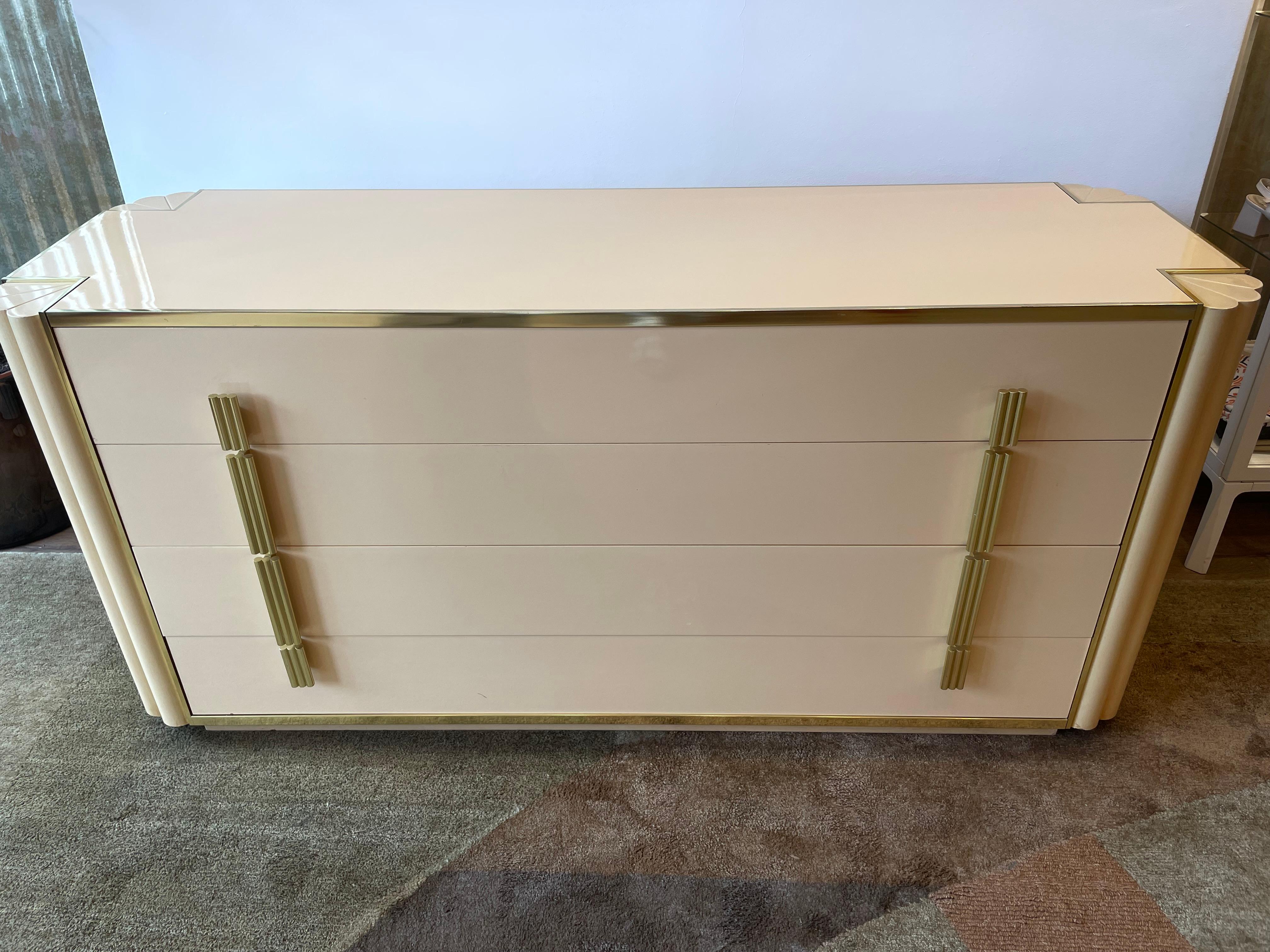 Brass French 1970s Maison Jansen chest of drawers designed by Alain Delon For Sale