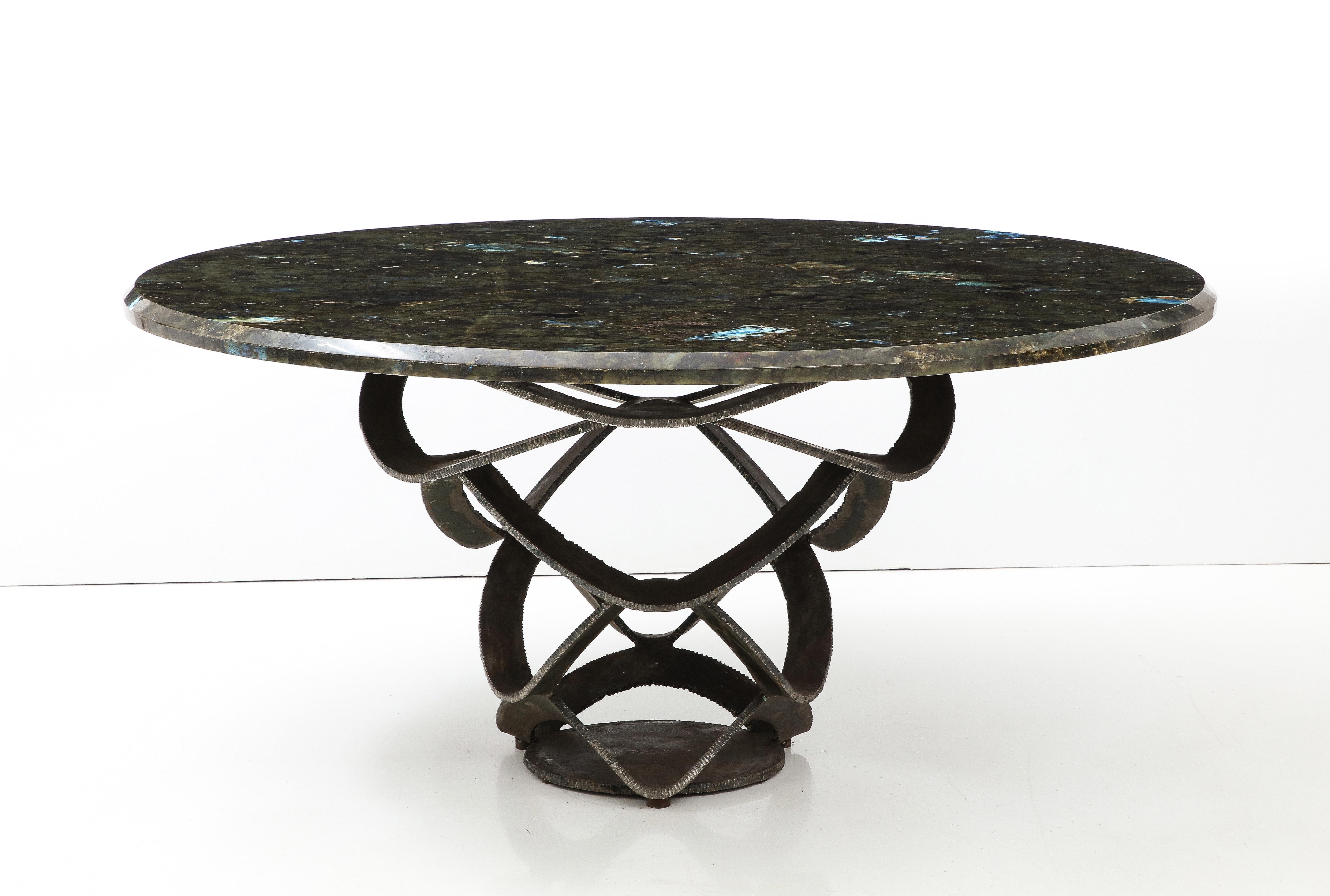 French 1970s Mid Century Sculptural labradorite Center Dining Table For Sale 5