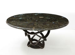 French 1970s Mid Century Sculptural labradorite Center Dining Table