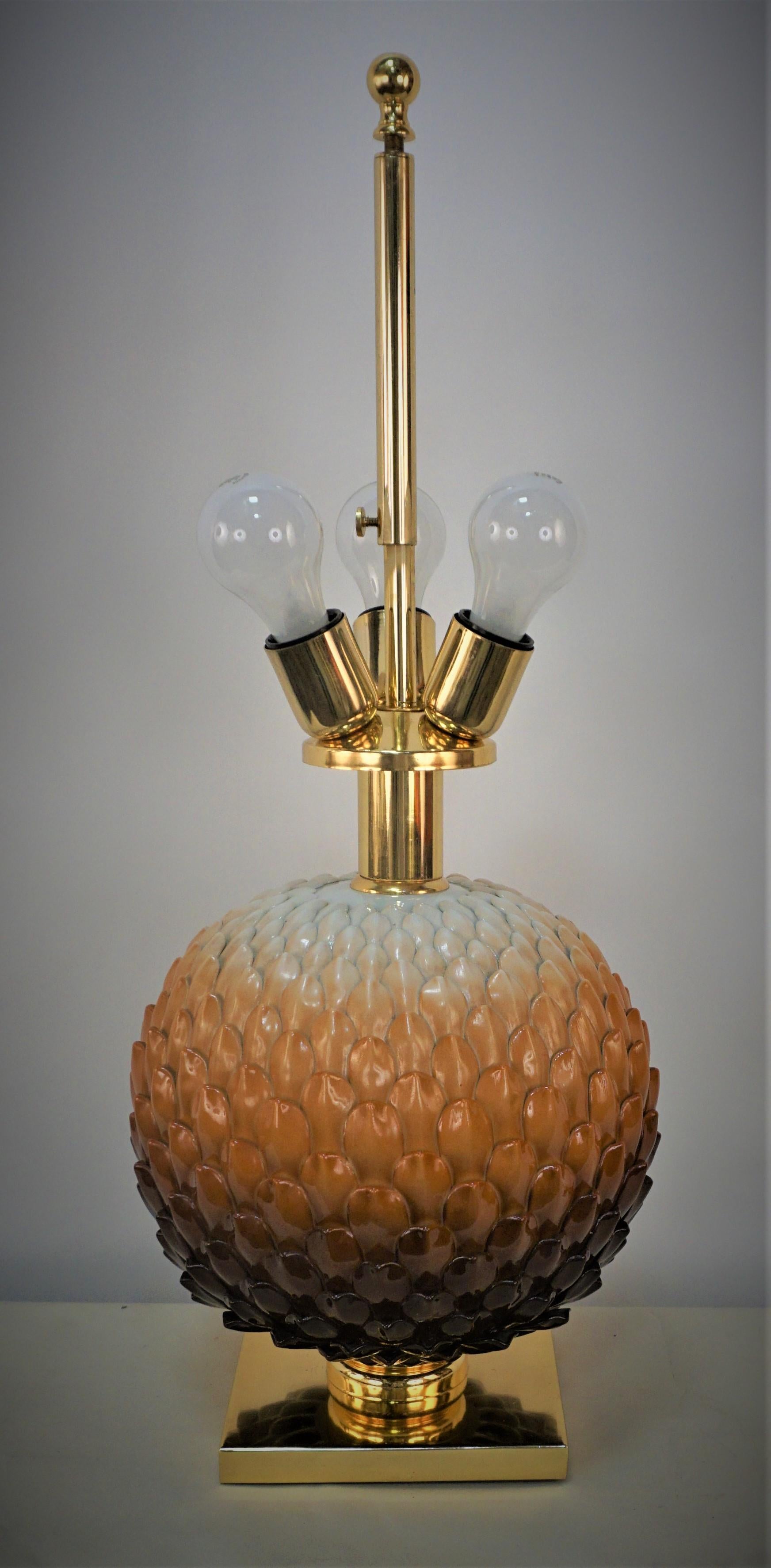 French, 1970's Modern Design Porcelain Table Lamp In Good Condition For Sale In Fairfax, VA
