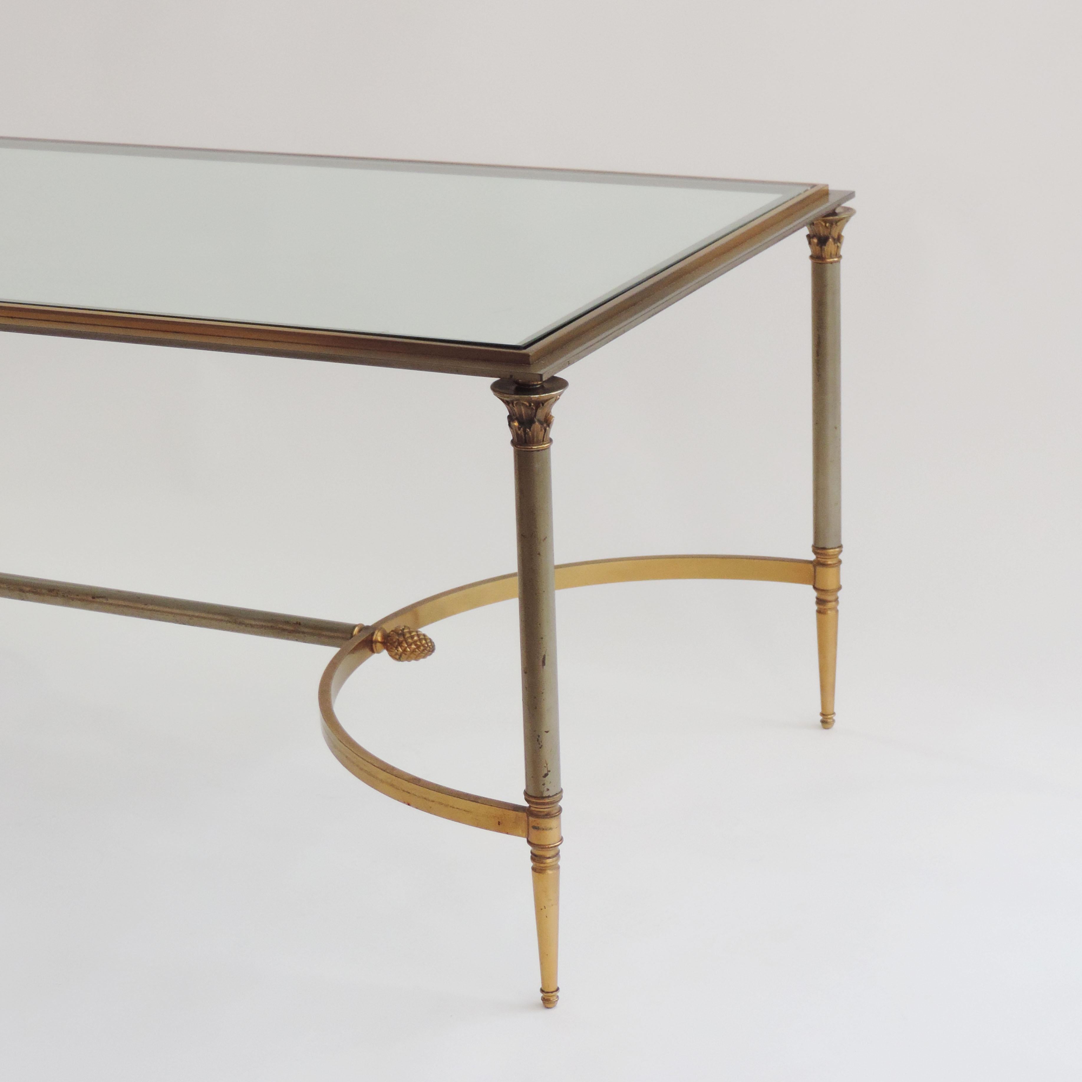 Neoclassical Revival French 1970s Neo-Classical Steel and Brass Coffee Table