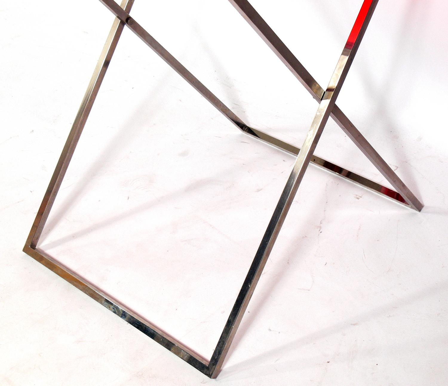 Metal French 1970s Nickel and Acrylic Bar Cart