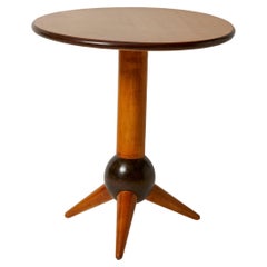 French 1970's Oak & Madagascar Sputnik Side Table 
