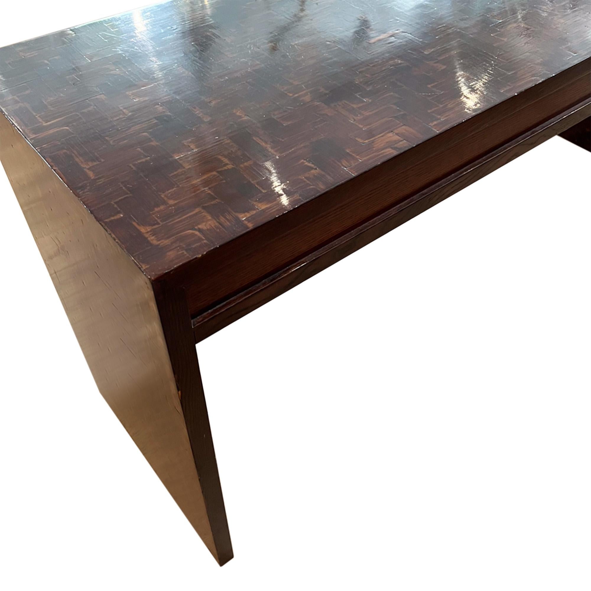 French 1970s Oak Parquetry Console In Good Condition For Sale In London, GB