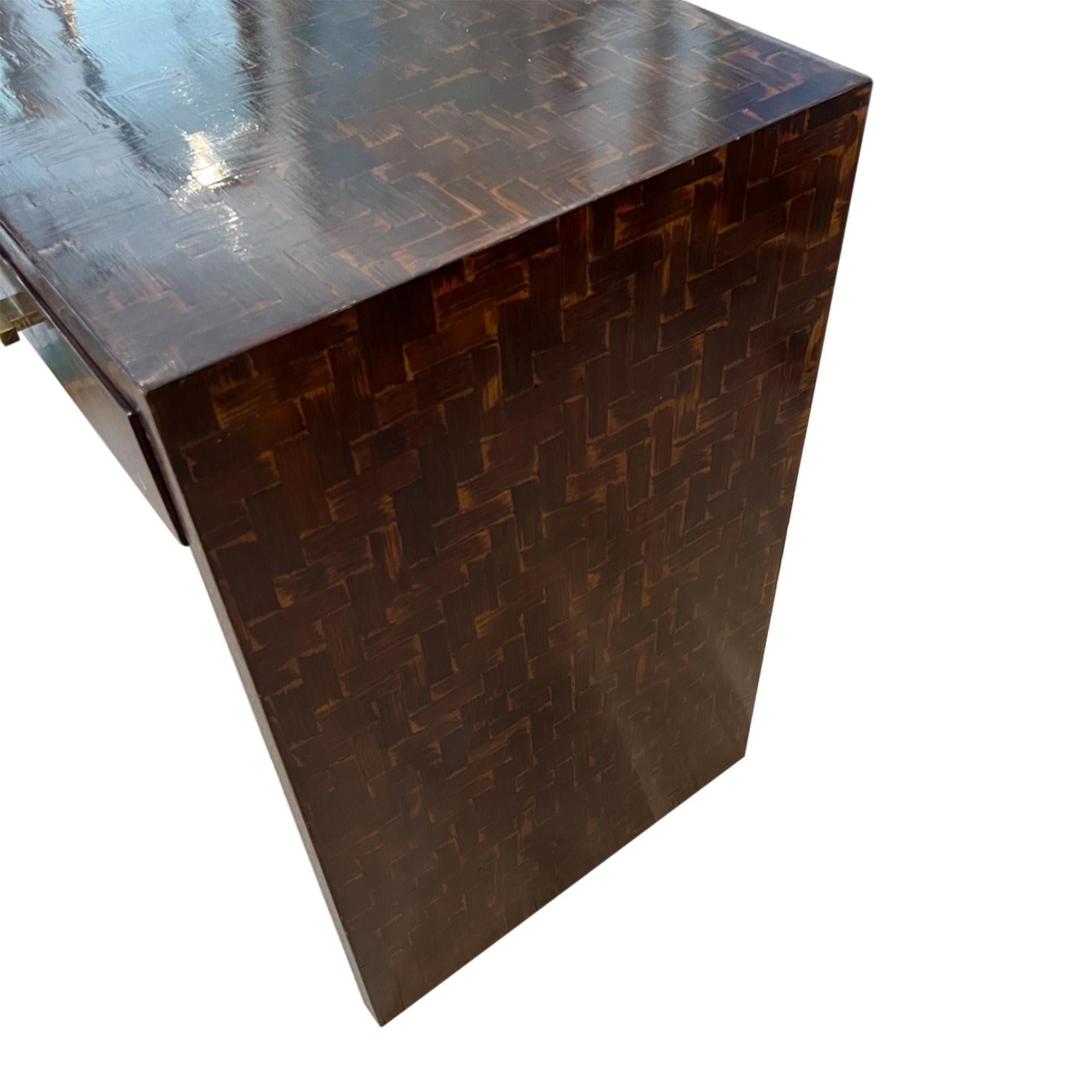 Late 20th Century French 1970s Oak Parquetry Console For Sale