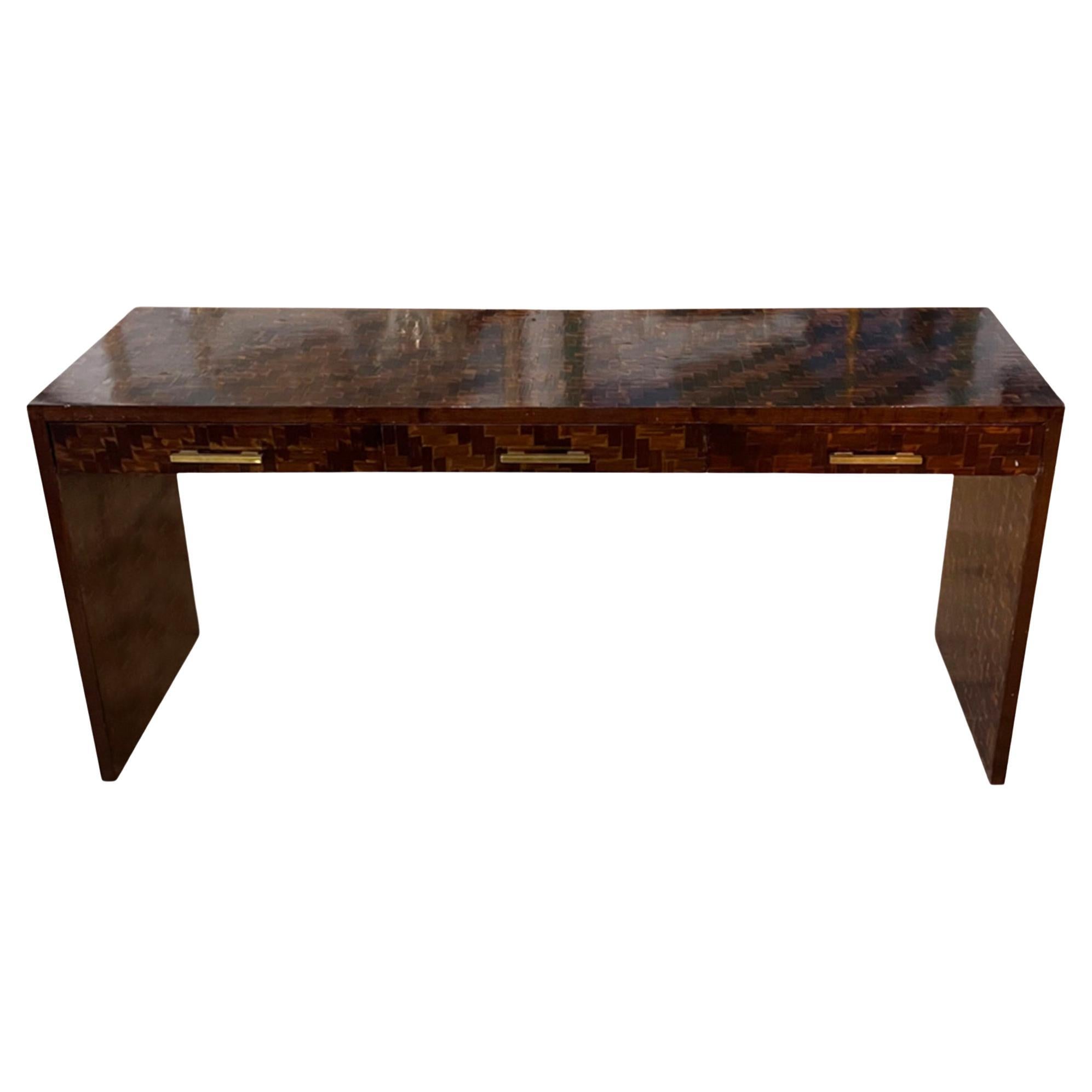 French 1970s Oak Parquetry Console