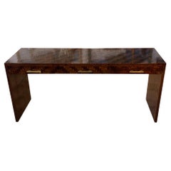 Vintage French 1970s Oak Parquetry Console