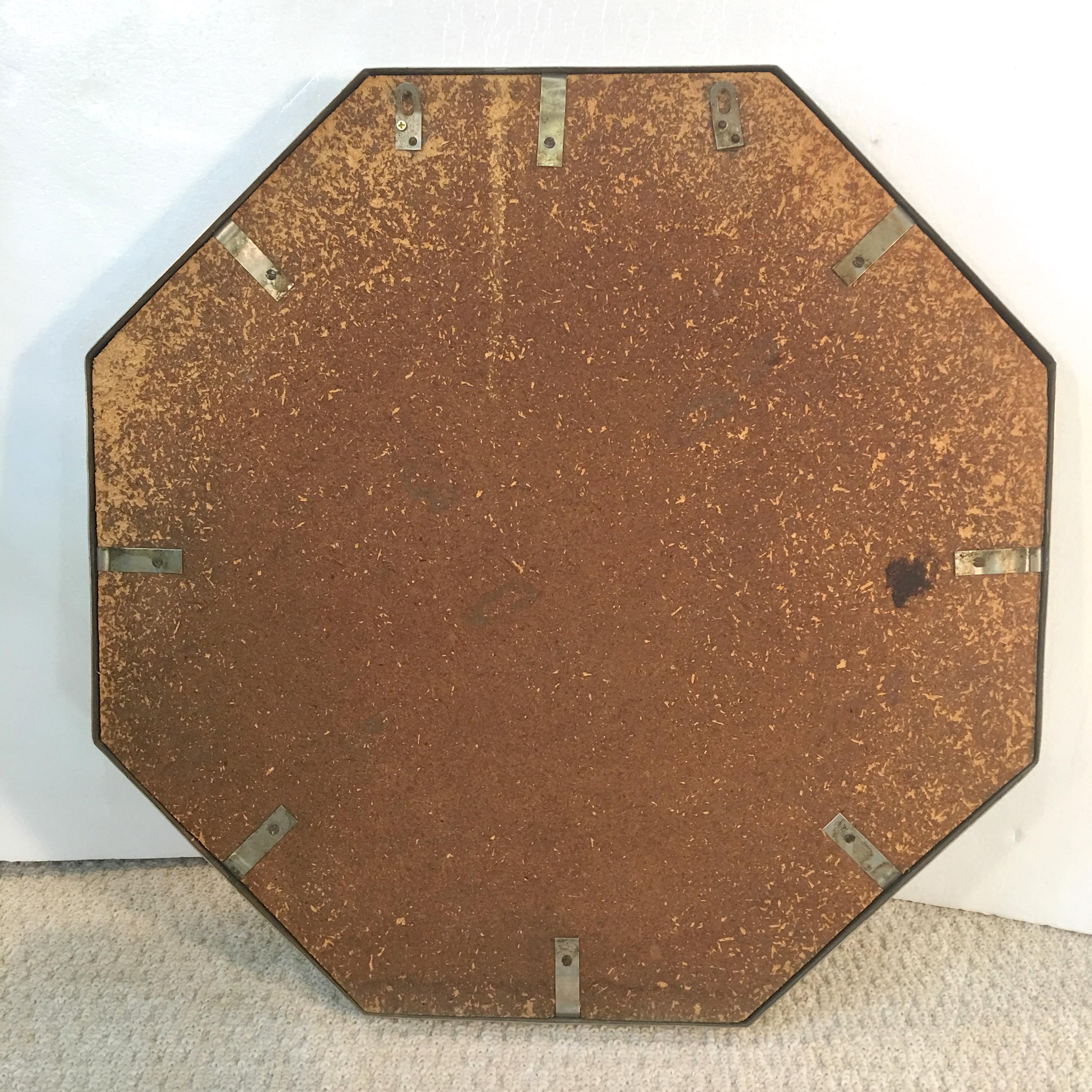 French 1970s Stainless & Brass Octagonal Mirror After Maria Pergay For Sale 13