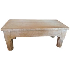 French 1970s Pale Hardwood Butcher's Block Coffee Table