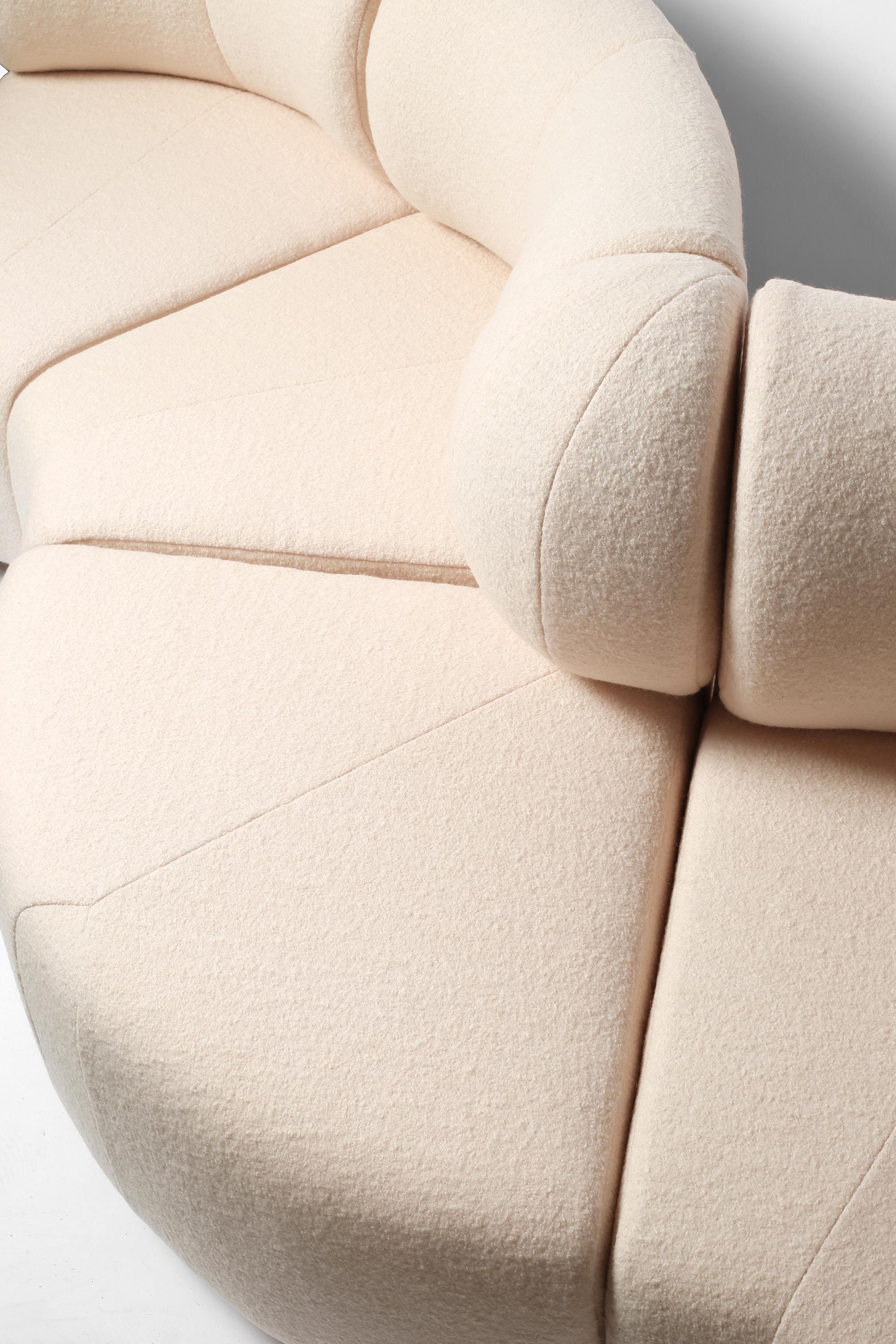 Laine Canapé modulaire serpentin postmoderne français des années 1970 par Steiner en vente