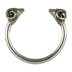 French 1970s Rams Heads Silver Bracelet