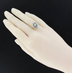 French 1970s Retro Diamond 18 Karat White Gold Marquise Ring