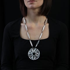 French 1970s Retro Glass Metal Jacques Gautier Signed Necklace