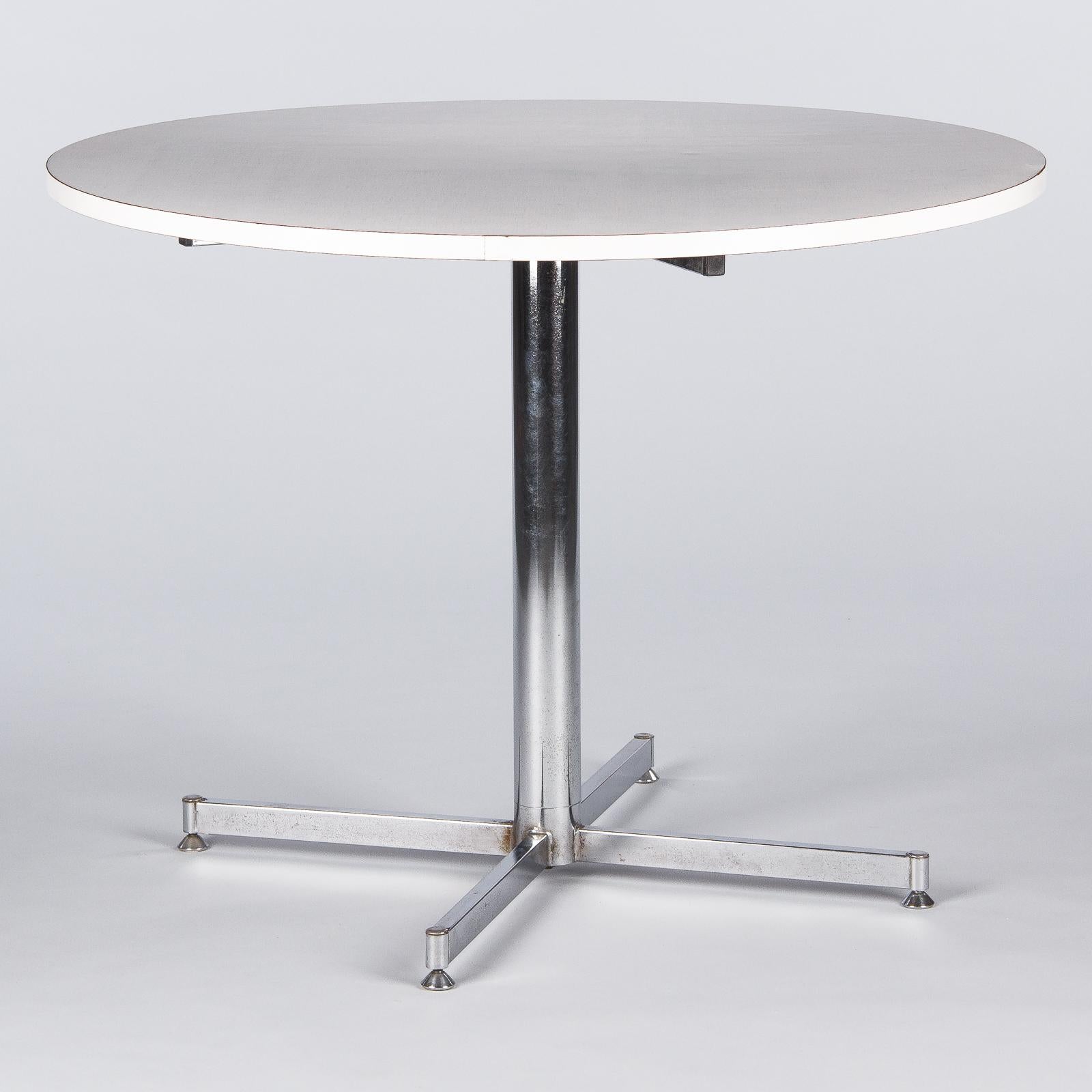 French 1970s Round Formica Table with Chrome Base 8