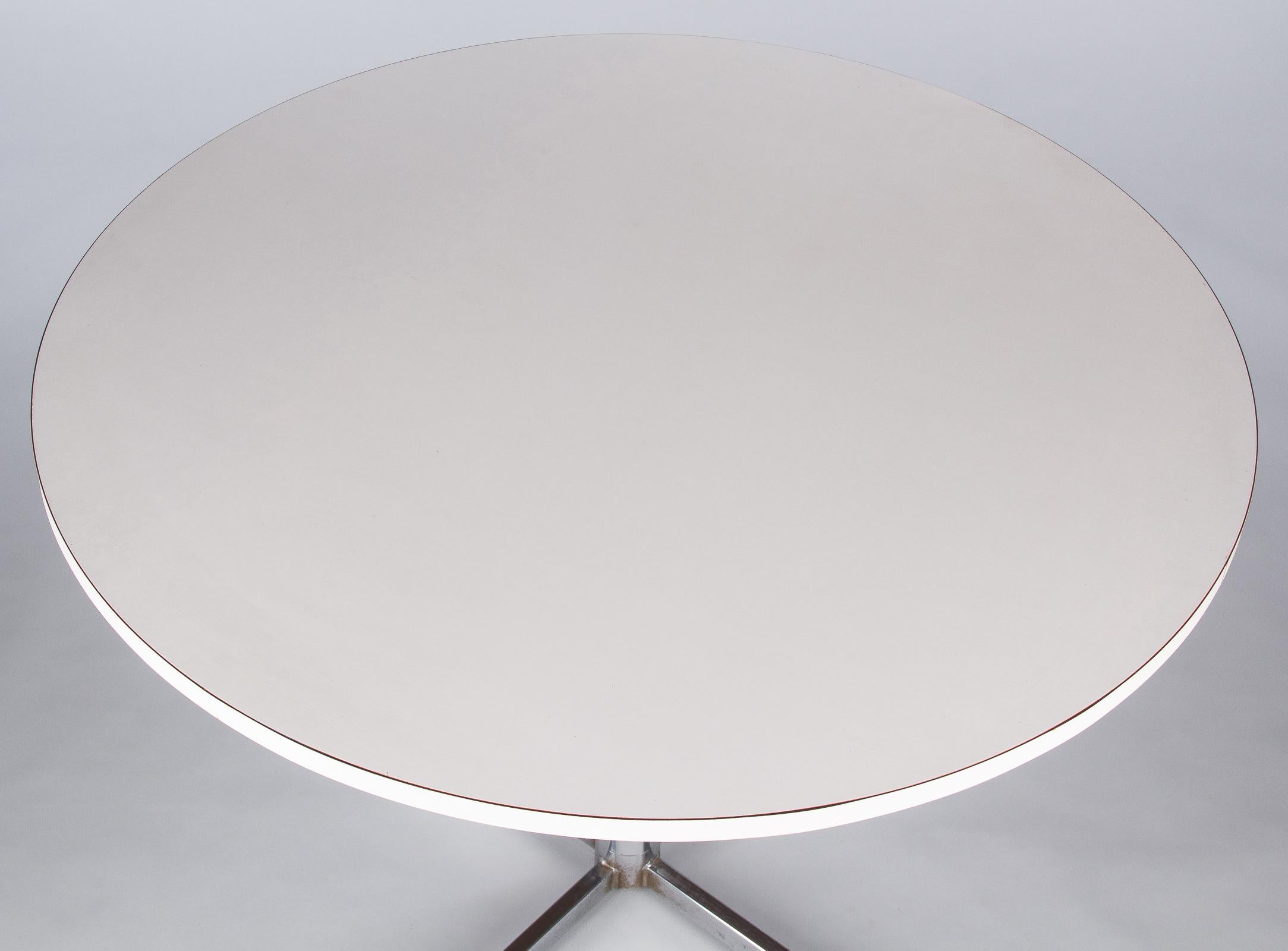 French 1970s Round Formica Table with Chrome Base 1