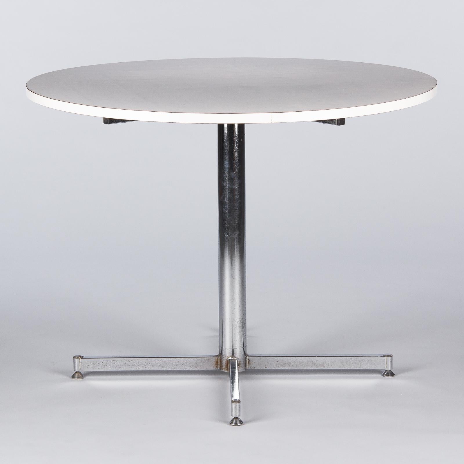 French 1970s Round Formica Table with Chrome Base 2
