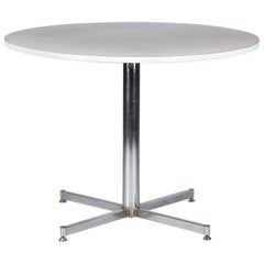 French 1970s Round Formica Table with Chrome Base