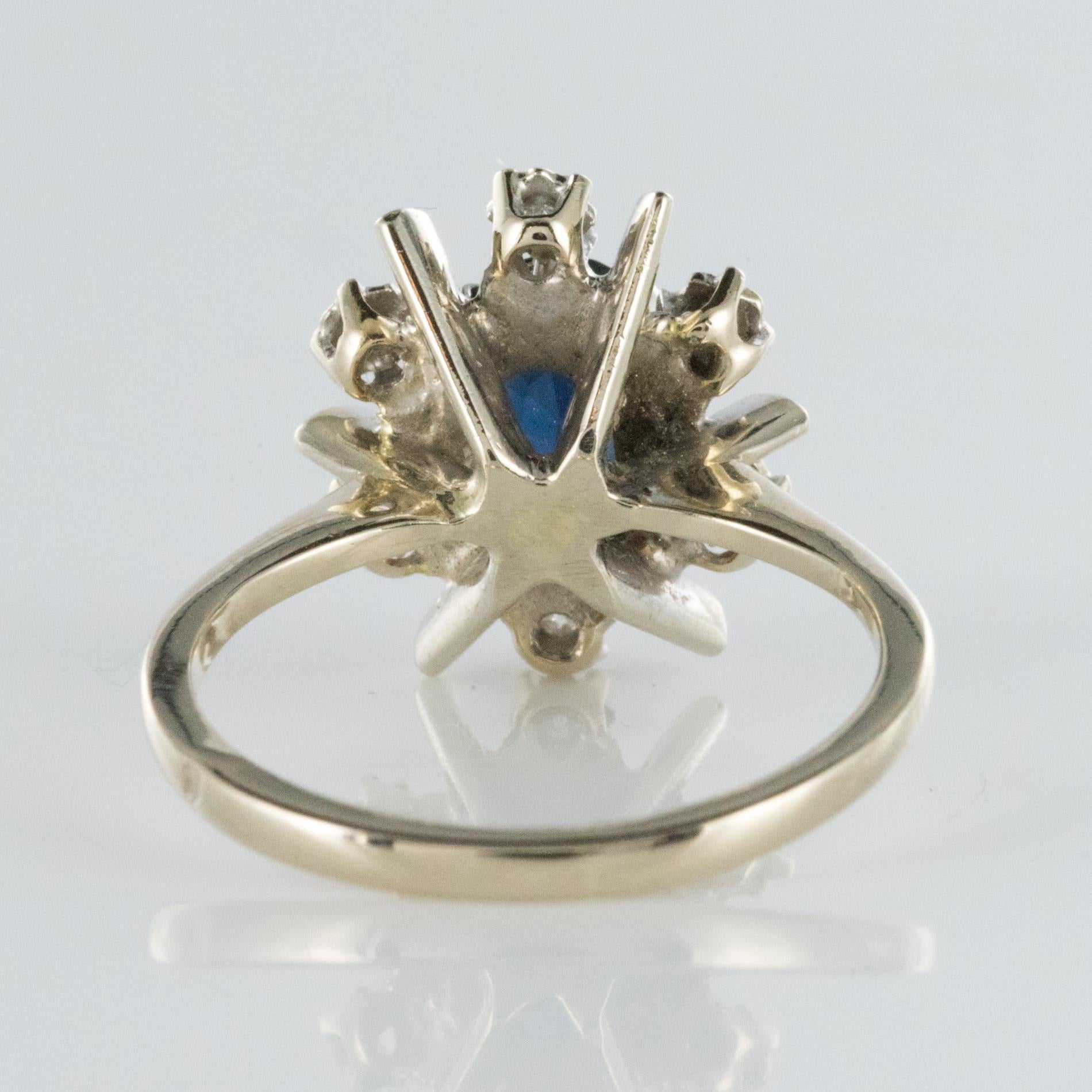 French 1970s Sapphire Diamonds White Gold Ring 4
