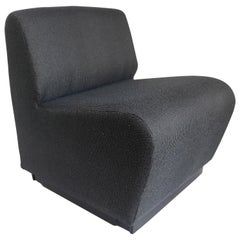 Used French 1970s Slipper Chair in Charcoal Gray