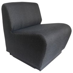 Chaise pantoufle française des années 1970 en gris anthracite