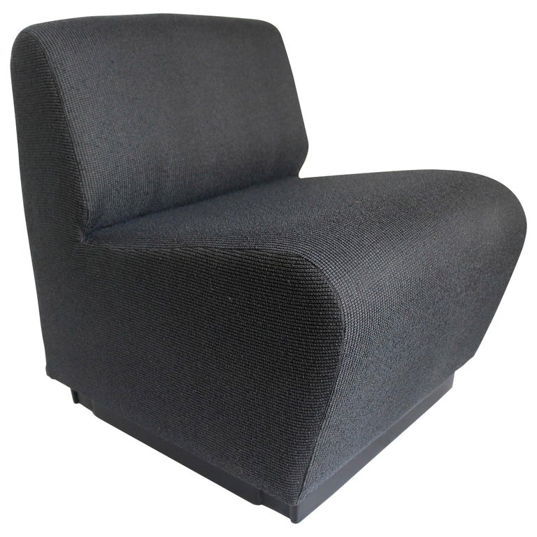 French 1970s Slipper Chair in Charcoal Gray For Sale at 1stDibs
