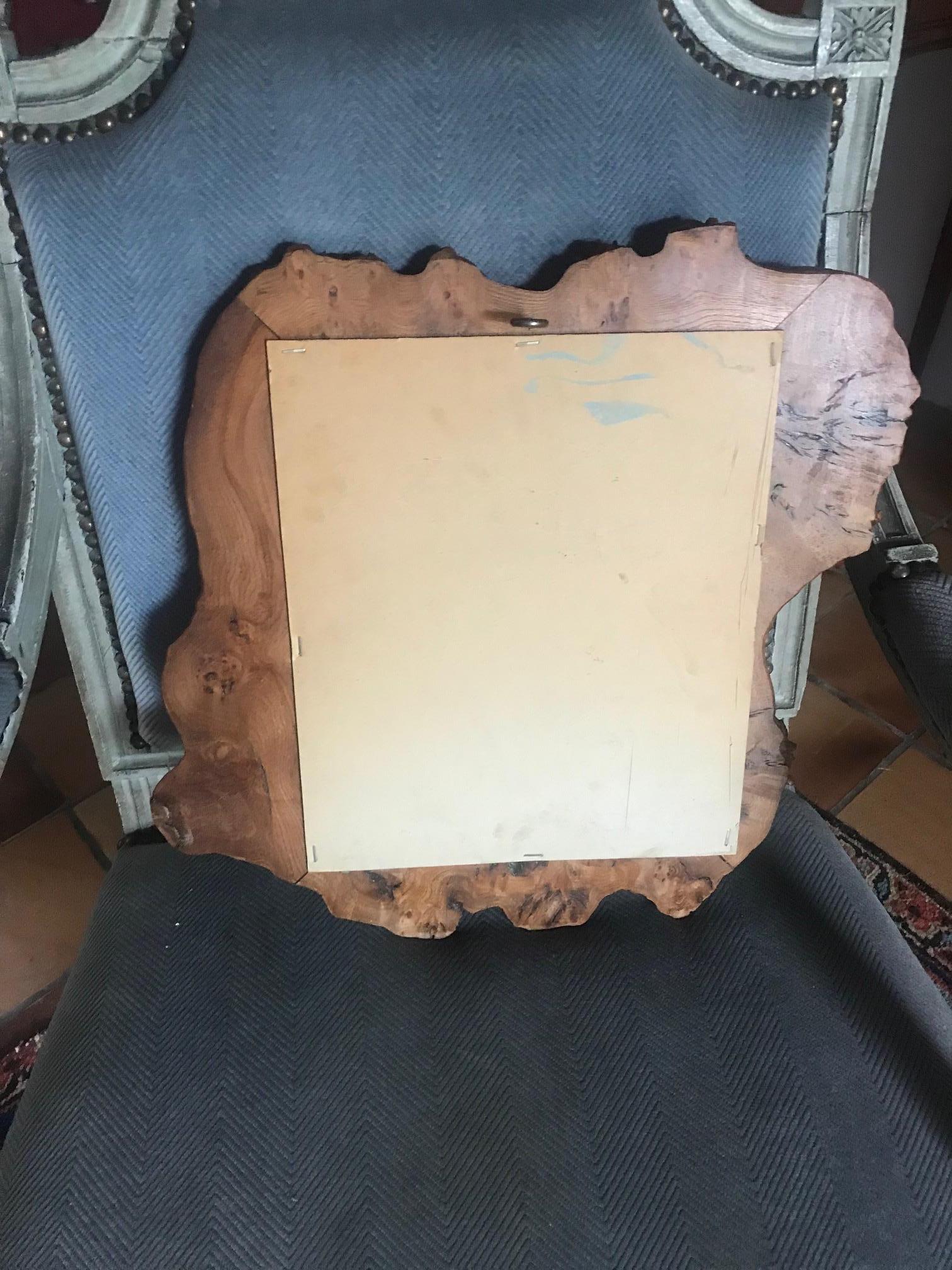 French 1970s Small Wood Mirror For Sale 8