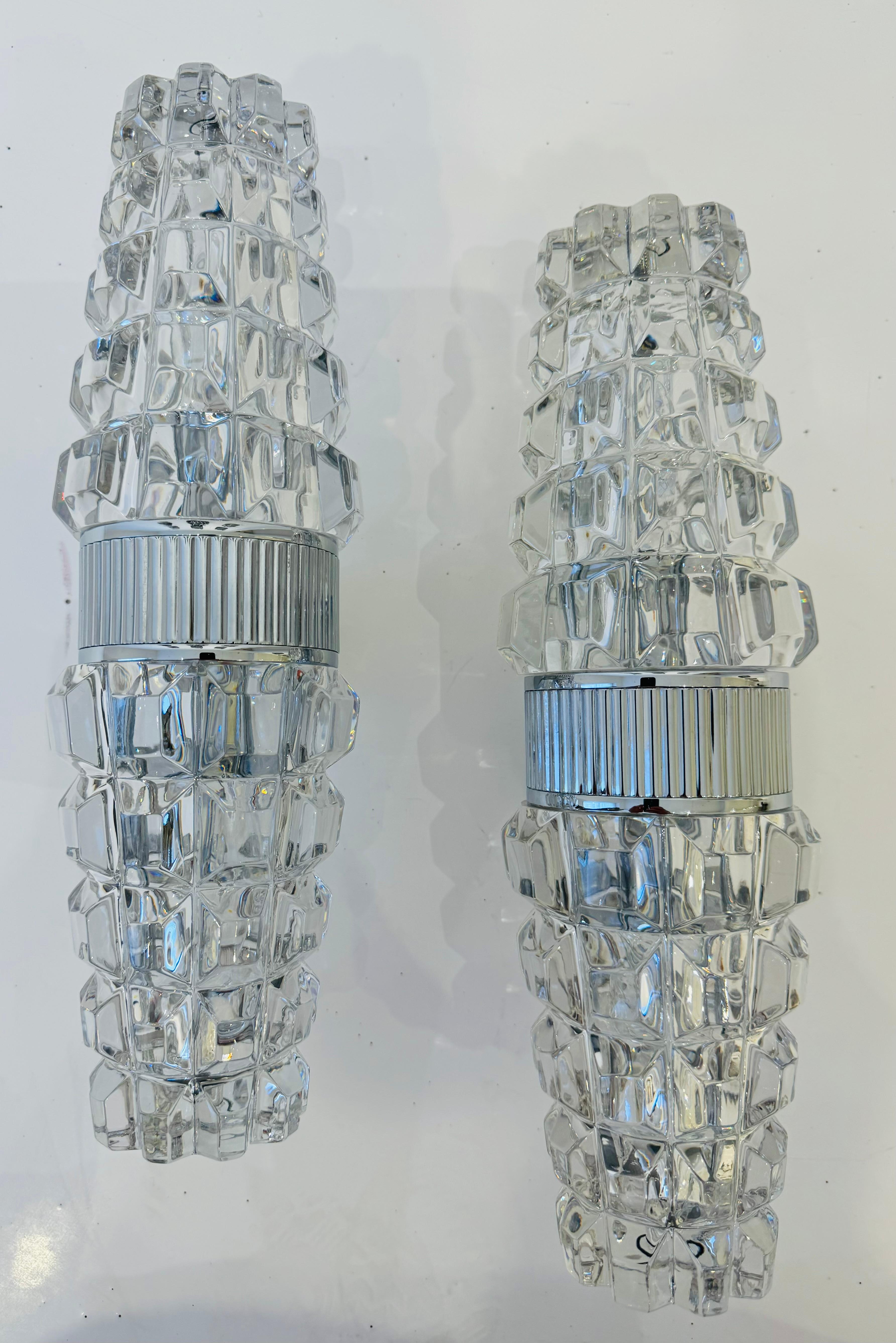 Lampes murales en cristal du milieu du siècle, françaises, des années 1970, de type A Space OTHR en vente 3