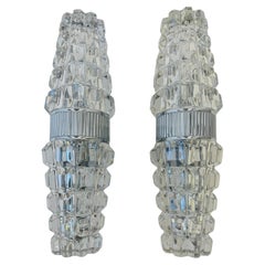 French 1970s Space Age Othr Crystal Mid Century Wall Lights
