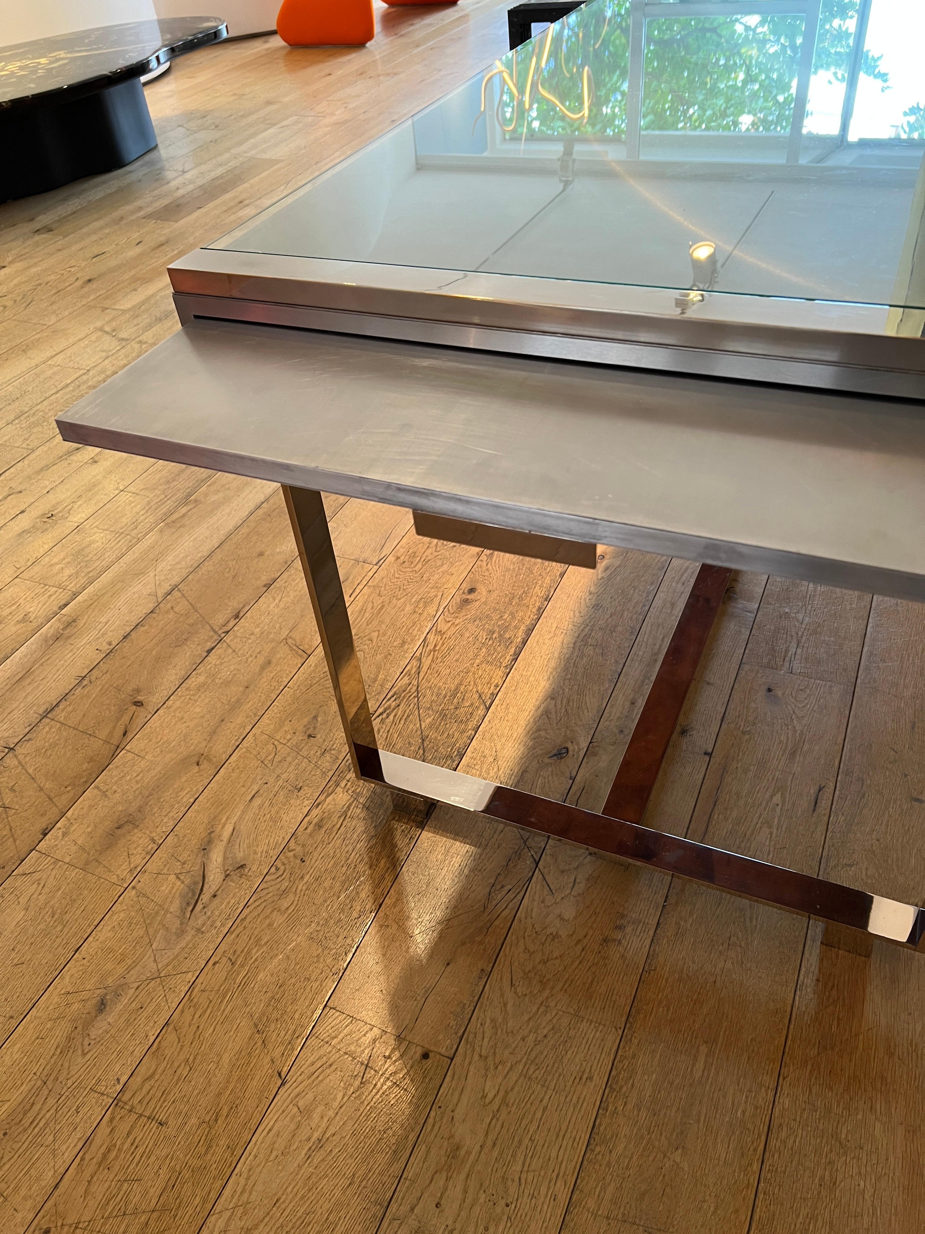 Stainless Steel French 1970s Steel Desk For Sale