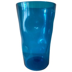 French 1970s Tall Blue Vase