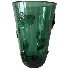 French 1970s Tall Green Vase